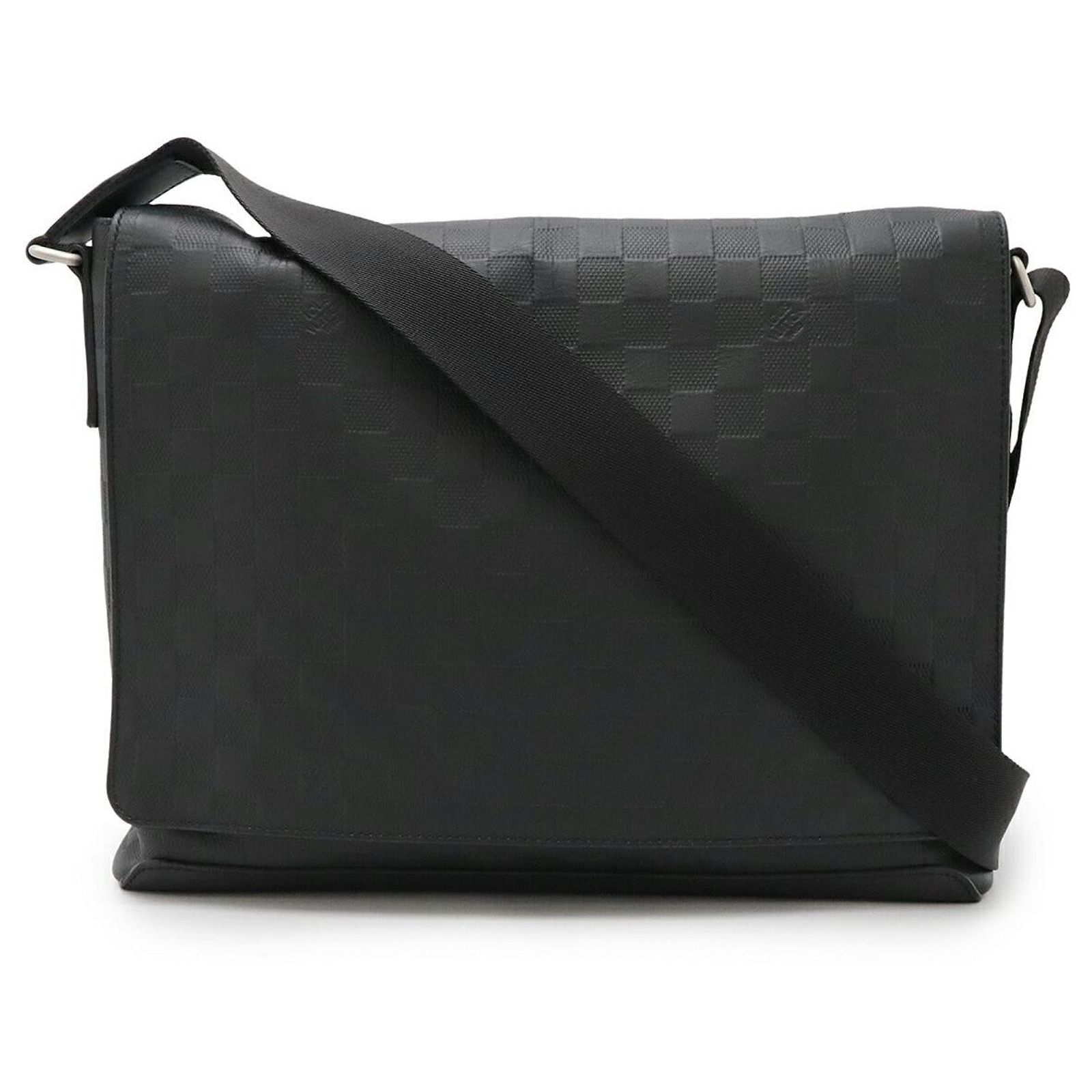 Louis Vuitton District MM Damier Infini Shoulder Bag Black Leather 
