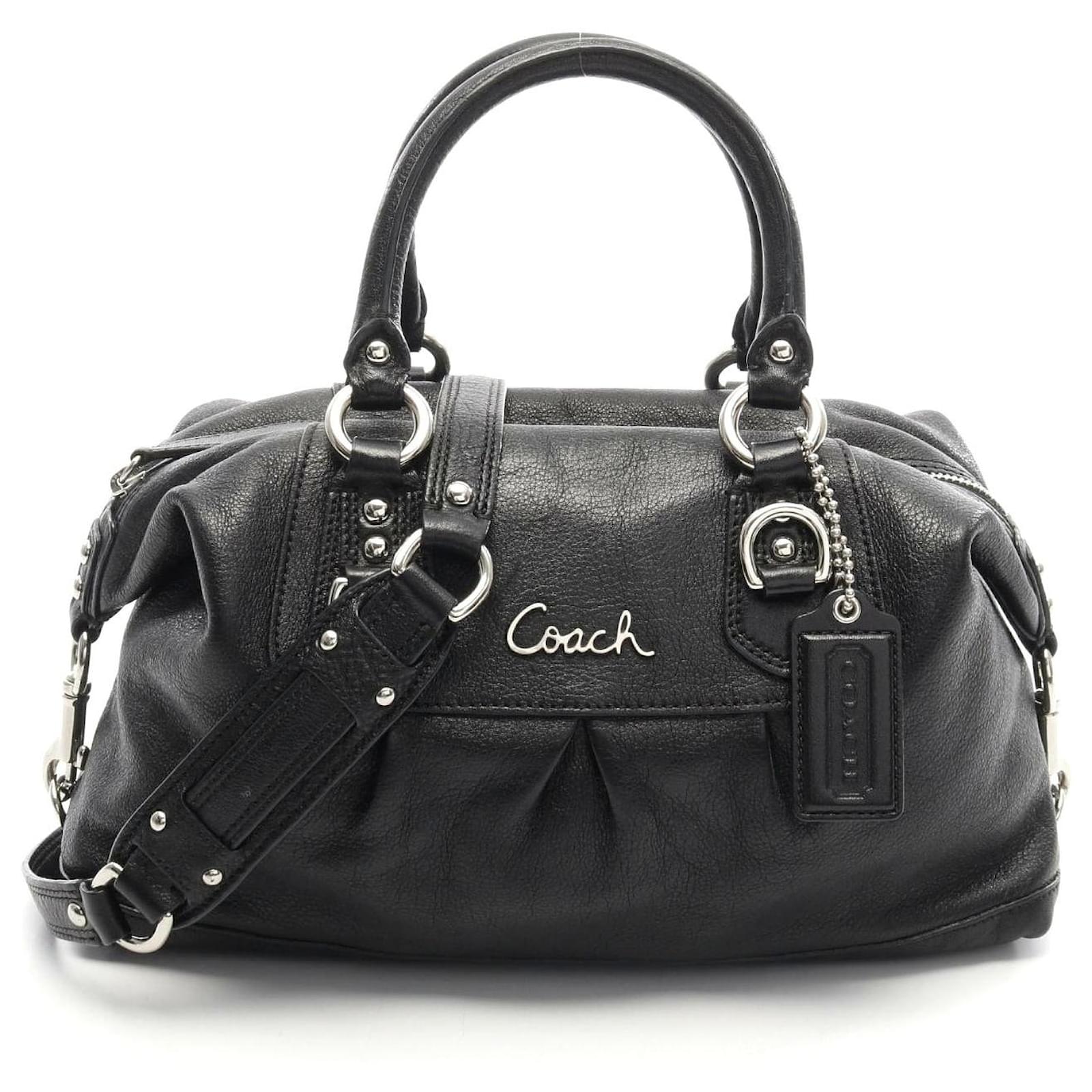 Coach Ashley Leather Satchel Handbag Black Pony-style calfskin ref