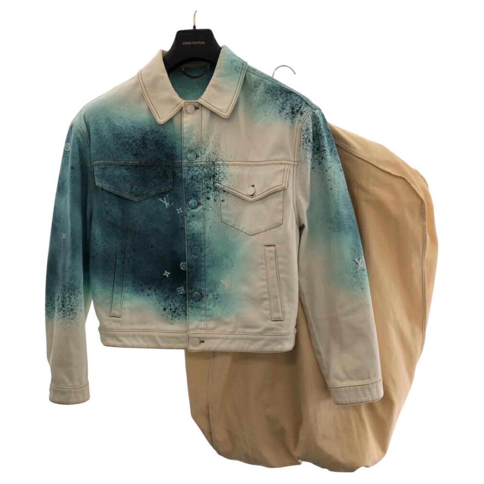 Giacca in denim di cotone con spray di monogramma Louis Vuitton