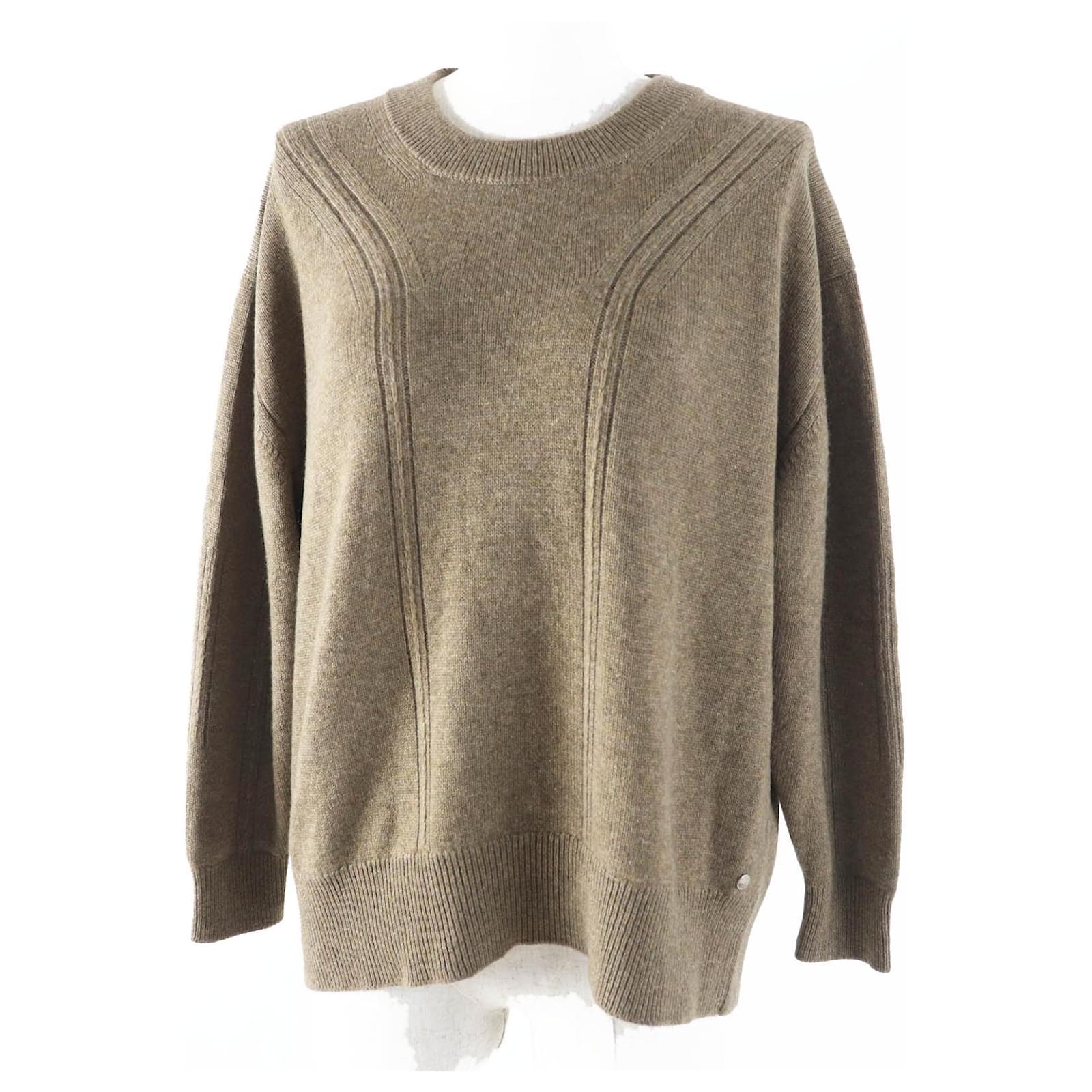 Pull en cachemire à col rond Hermès Marron Joli Closet