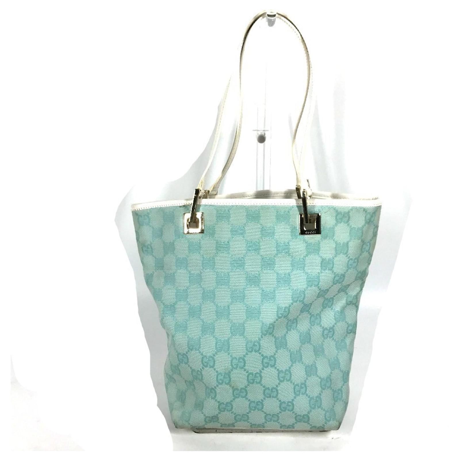 Gucci 002/1099 Shoulder Bag White Blue Leather Cloth ref.2478364