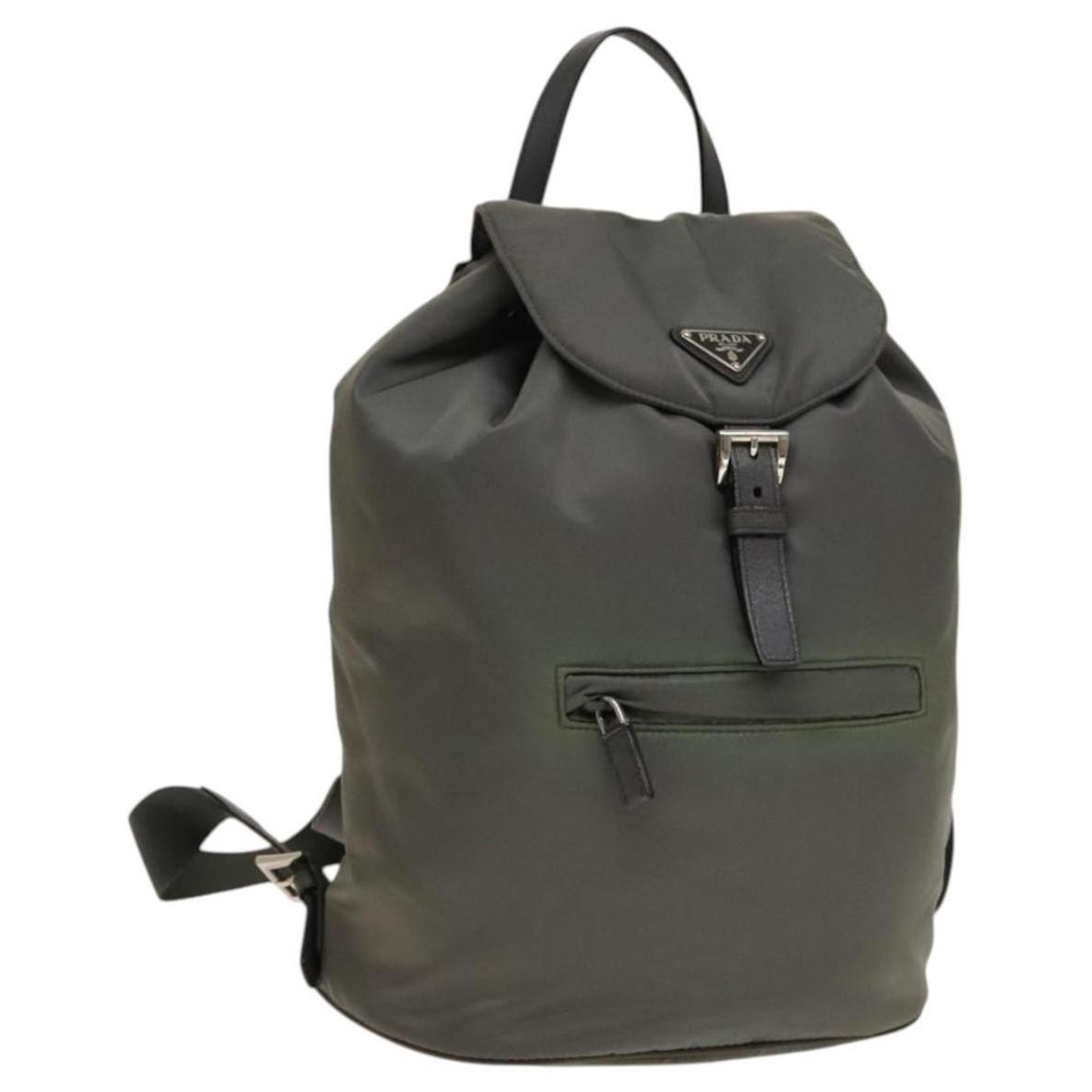 PRADA Backpack Nylon Gray Silver Auth BA10561 PRADA Backpack Nylon Gray Silver Auth gh1618 Brown Silvery  main image 2