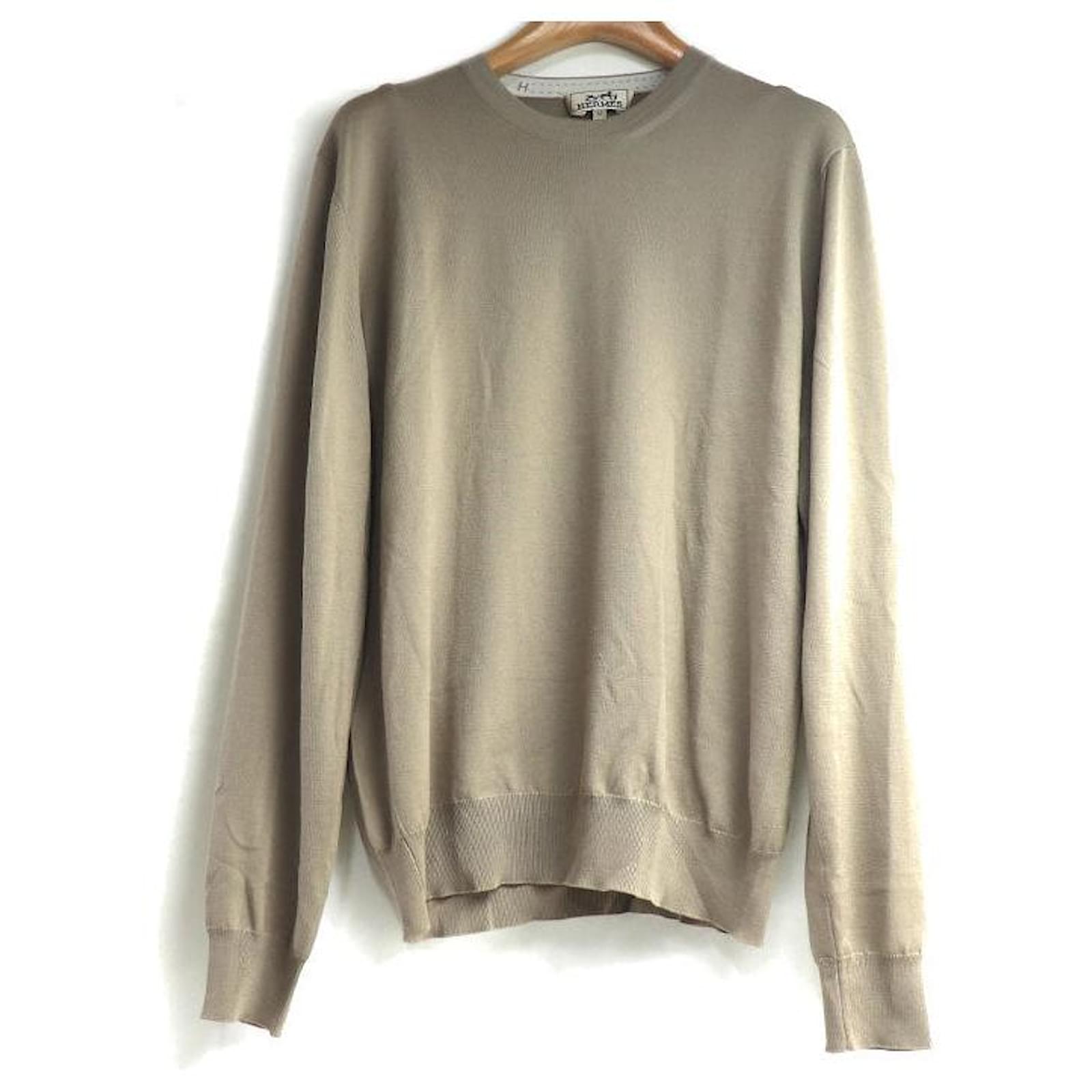 Pull en laine à col rond Hermès Beige Joli Closet