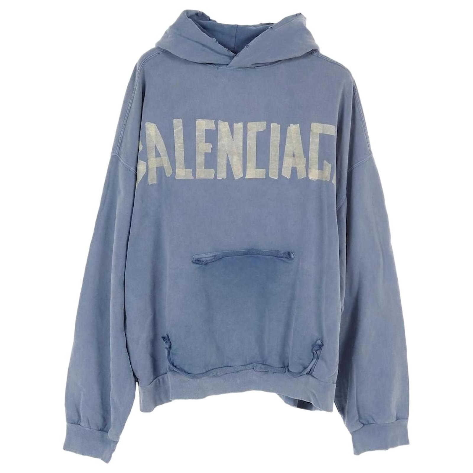 Hoodie en coton avec logo BB TAPE TYPE de Balenciaga Bleu ref