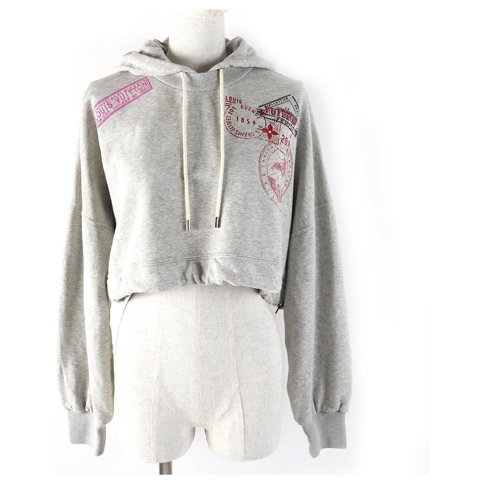Louis Vuitton トラベルスタンプクロップフーディ Louis Vuitton Flight mode Travel Stamp Crop Hoodie Cotton Hoodie