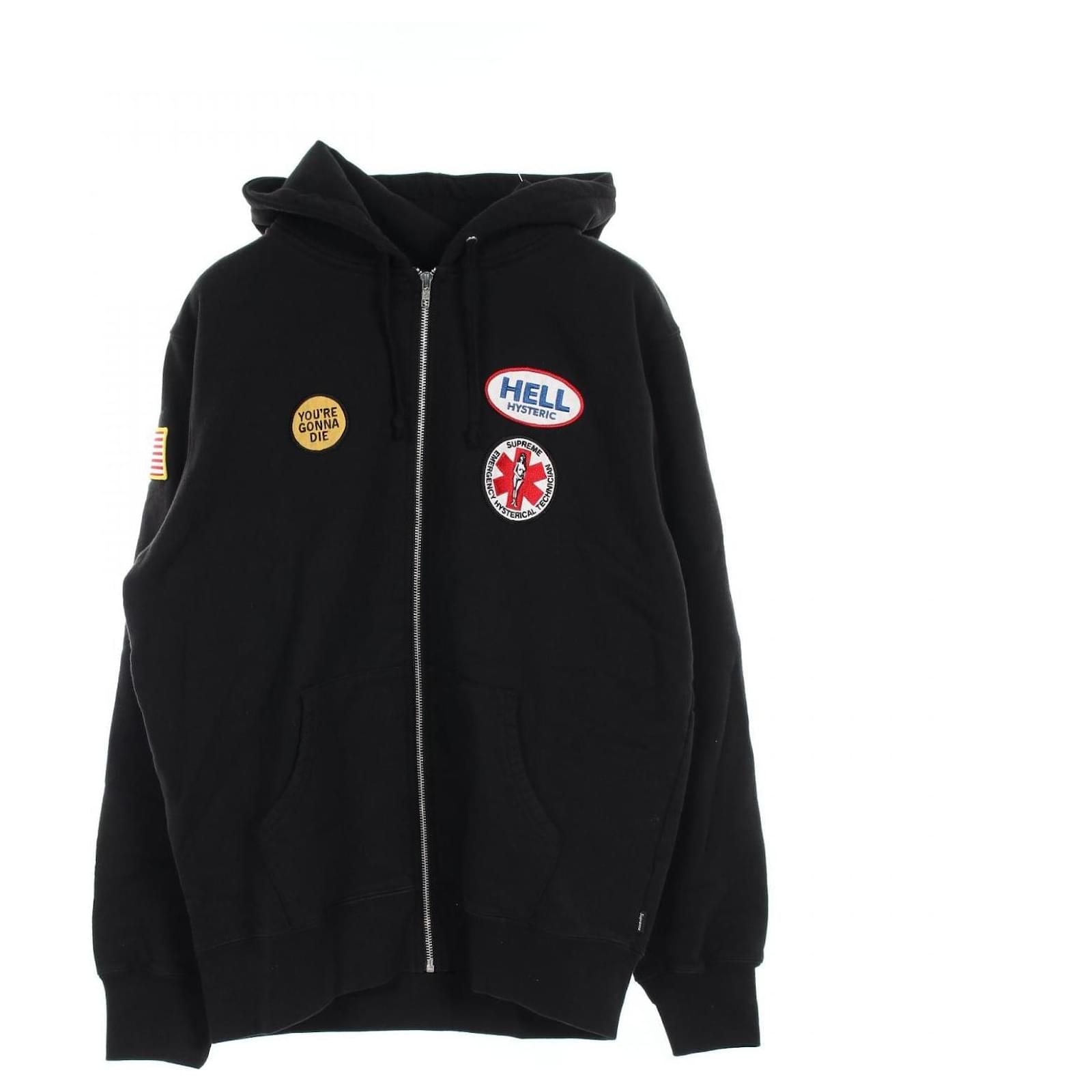 トップス XL SUPREME HYSTERIC GLAMOUR ZIP UP BLACK Supreme Hysteric Glamour Patches Zip Up Sweatshirt Men's