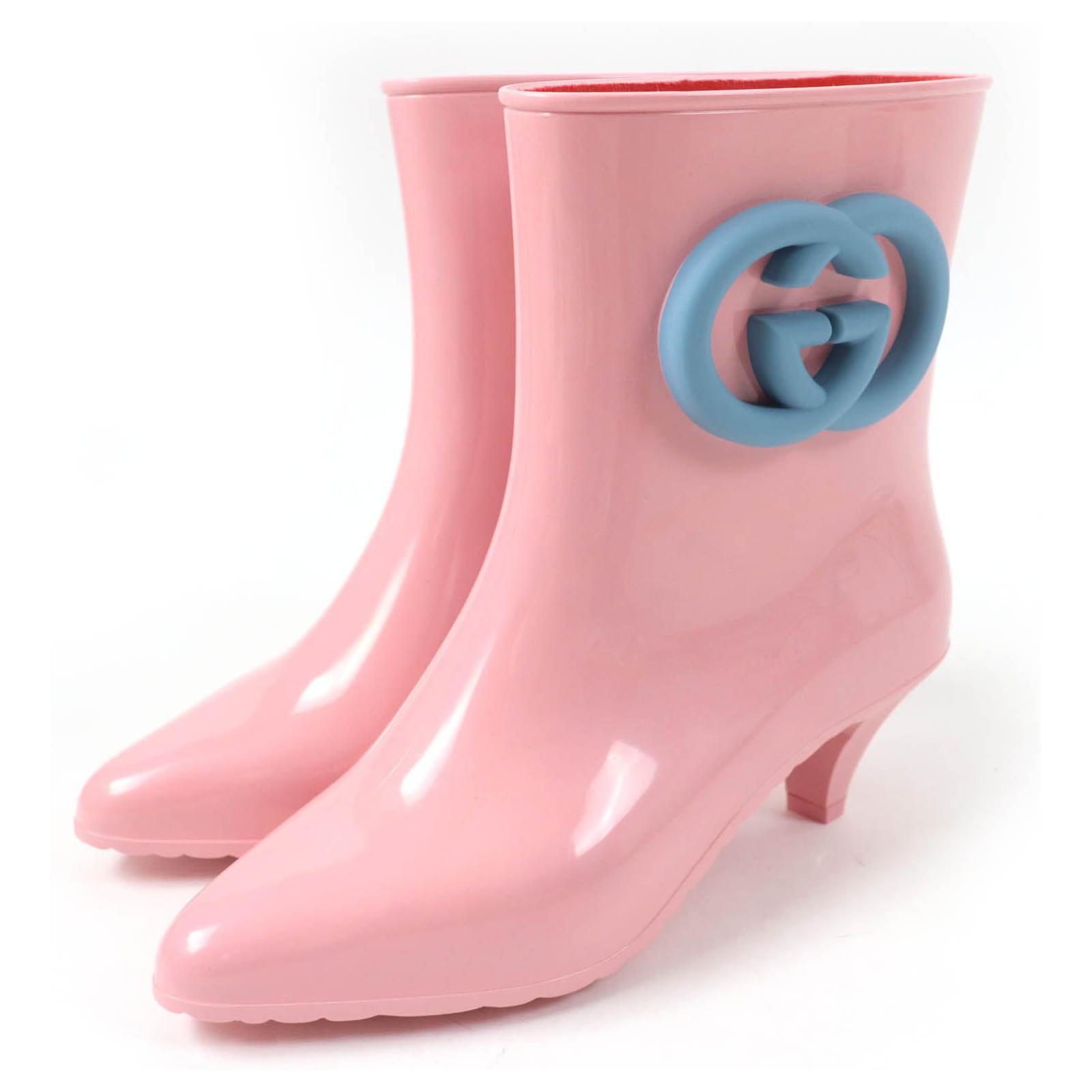 Gucci Interlocking G Rain shoes Rubber Rain Boots Pink Plastic ref