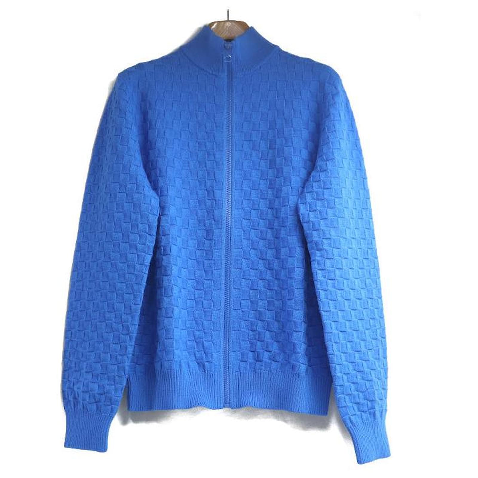 Louis Vuitton Damier Wool Cardigan Blue Cotton Joli
