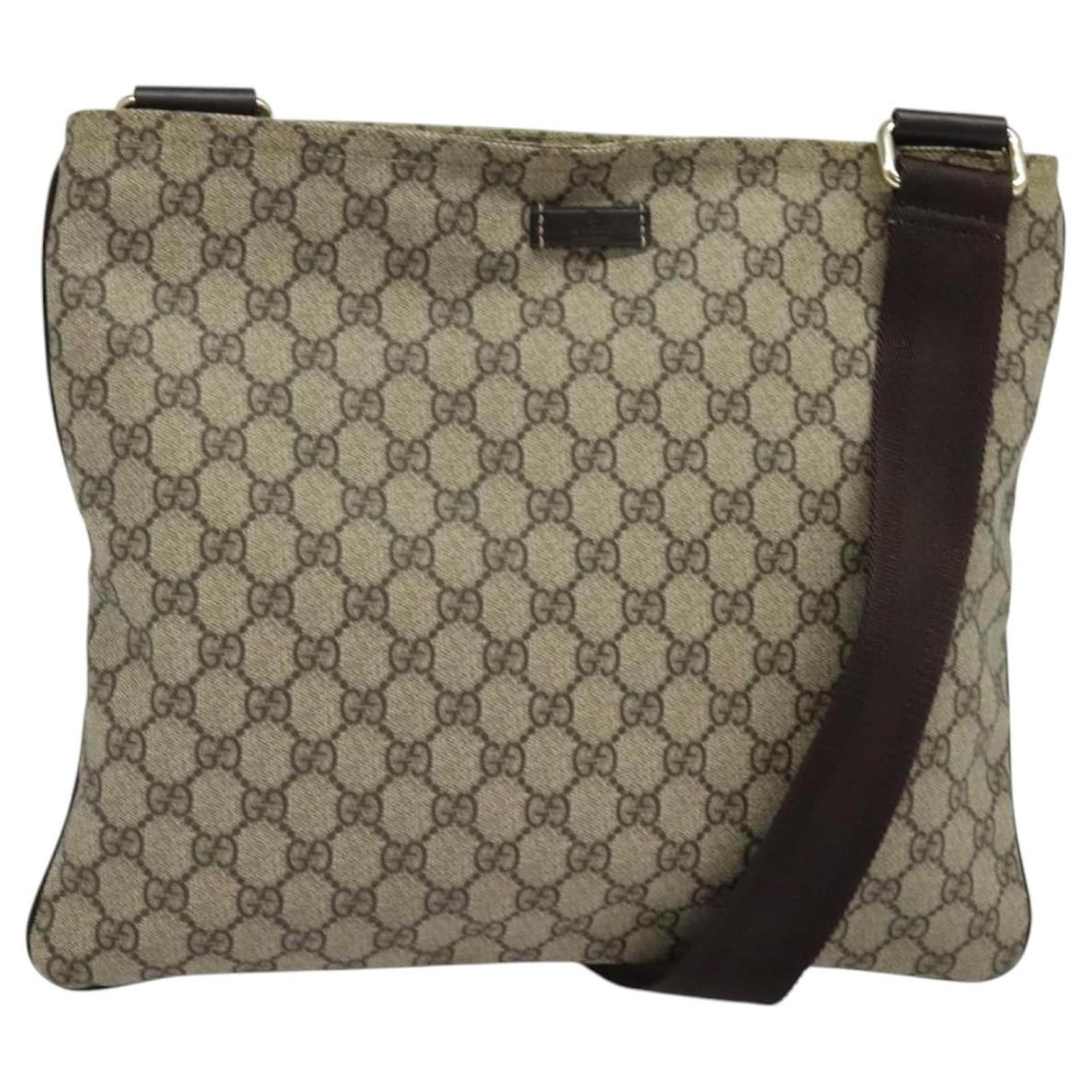 GUCCI GG Supreme Shoulder Bag PVC Beige Gold 201446 Auth ep10294