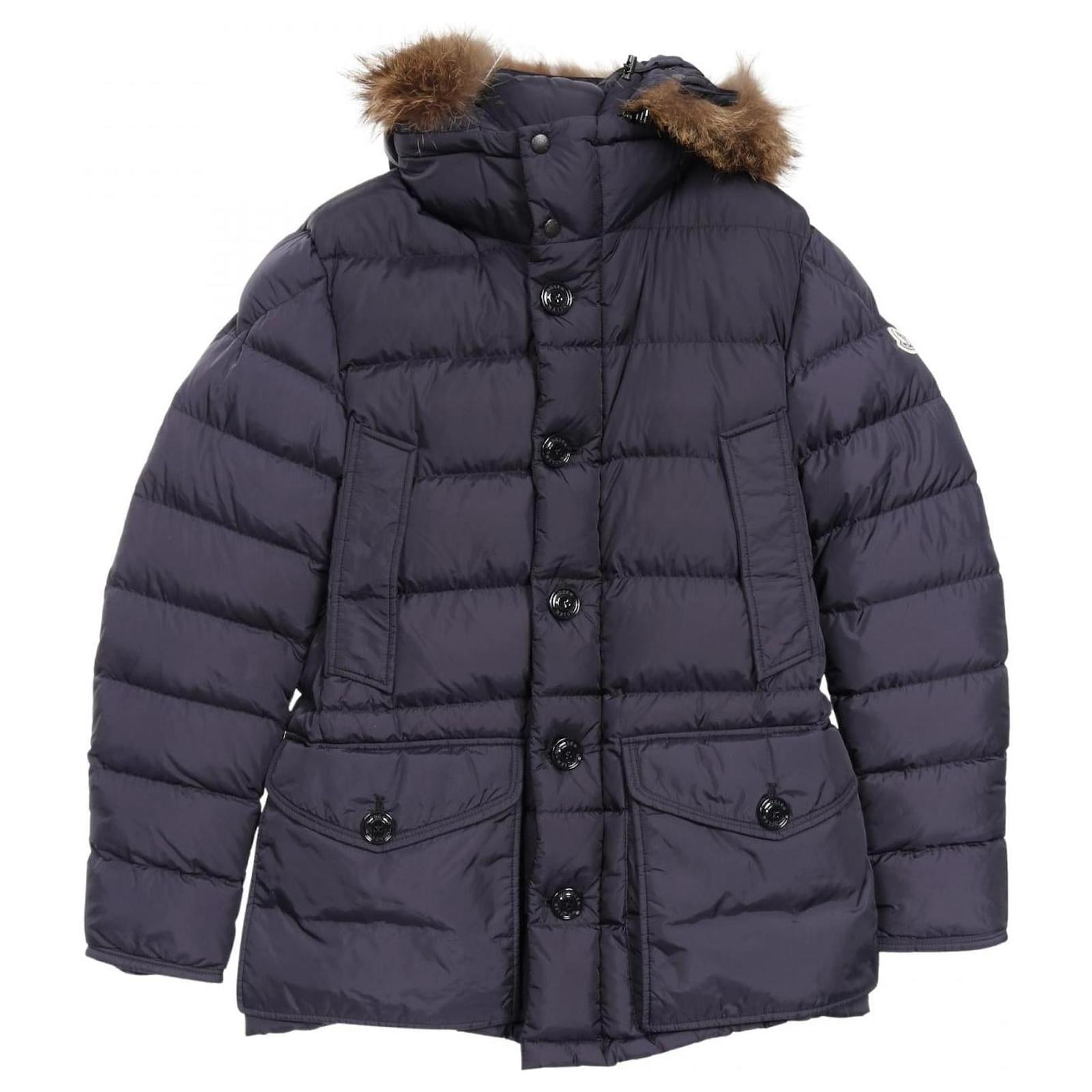 Fur Moncler Cluny Down Parka Navy Moncler CLUNY Nylon Down Jacket