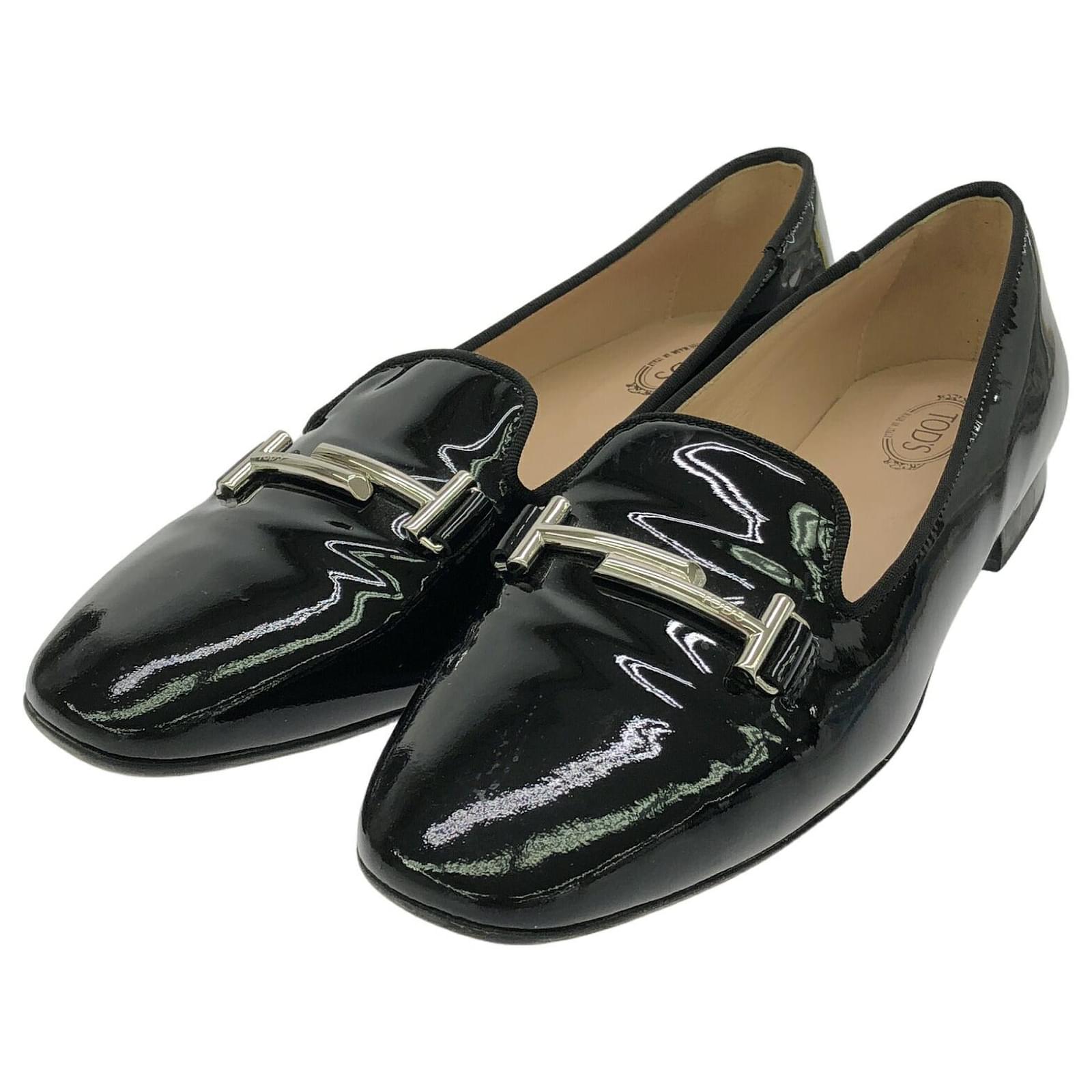 Mocassins à plat en cuir verni Double T de Tod's Cuir vernis Email