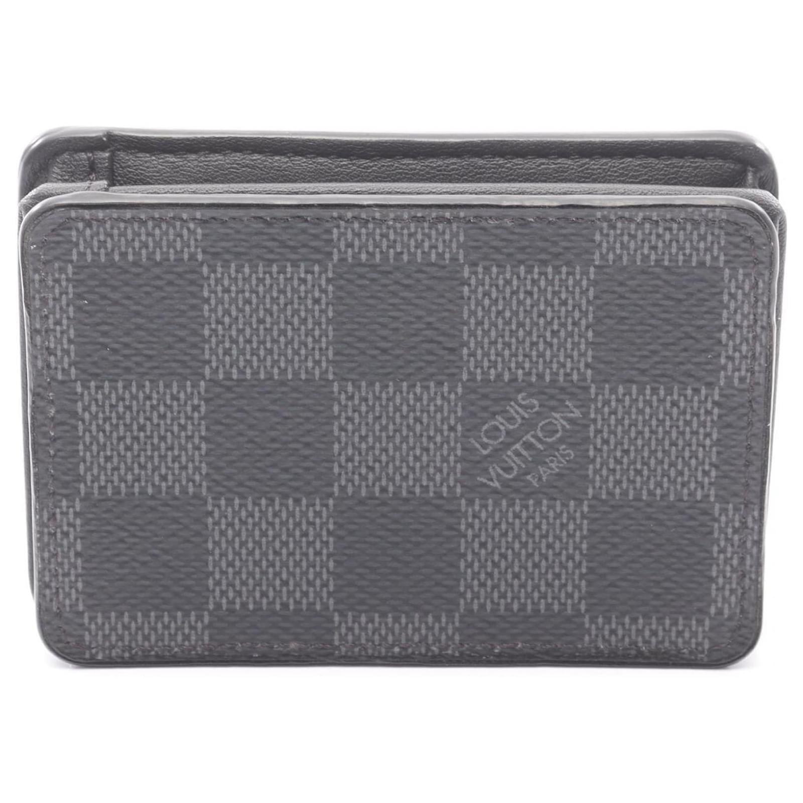 Portafoglio da uomo Damier Graphite Louis Vuitton Nero Pelle Tela