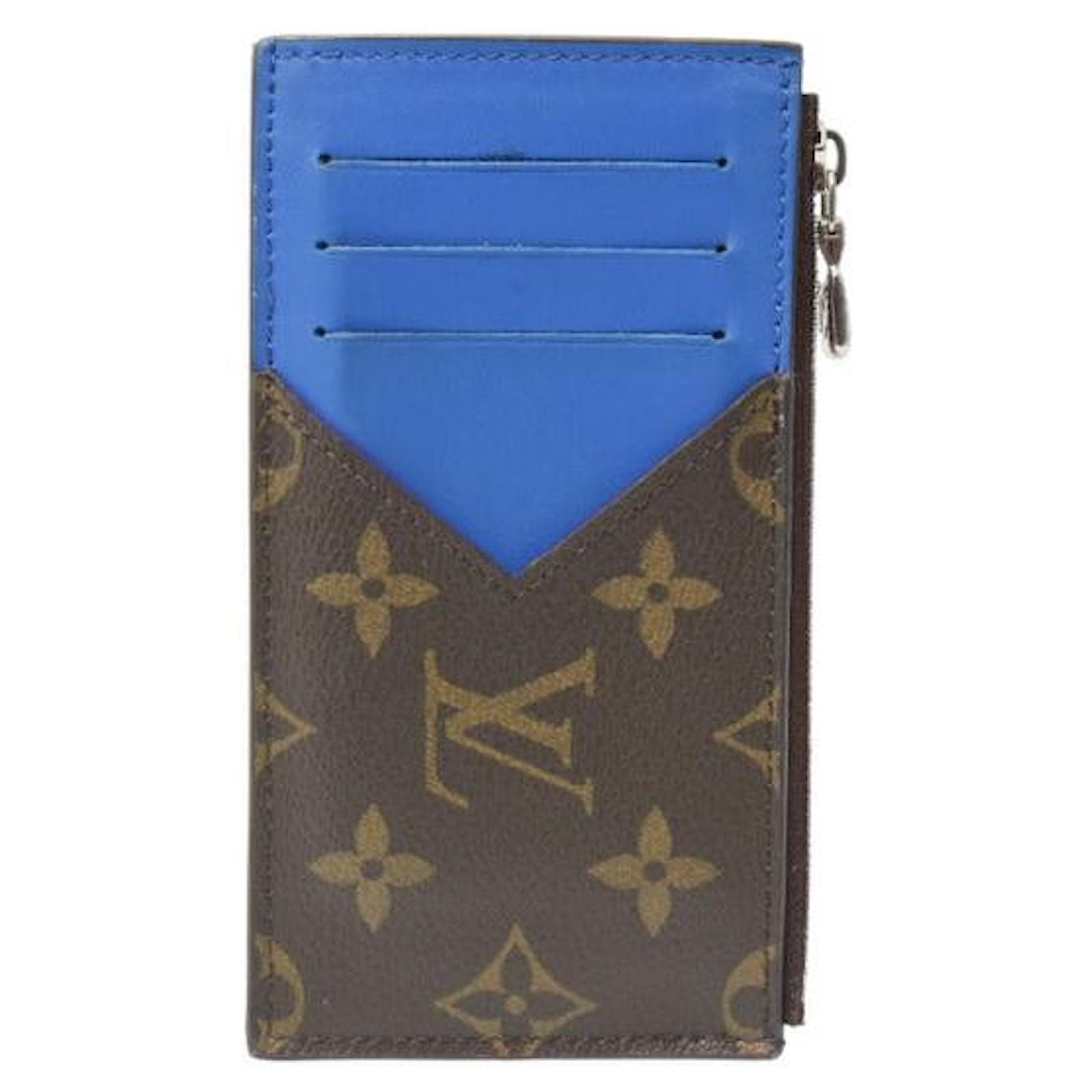 Porte-cartes à pièces Louis Vuitton Monogram Cuir Toile Bleu ref