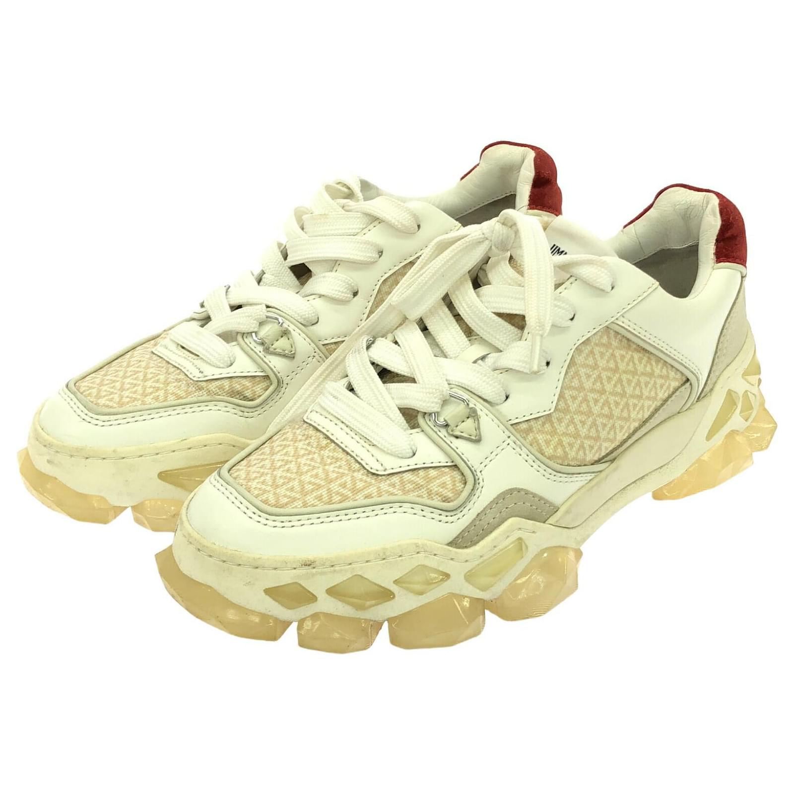 Jimmy Choo DIAMOND F Fabric Sneakers White Cloth