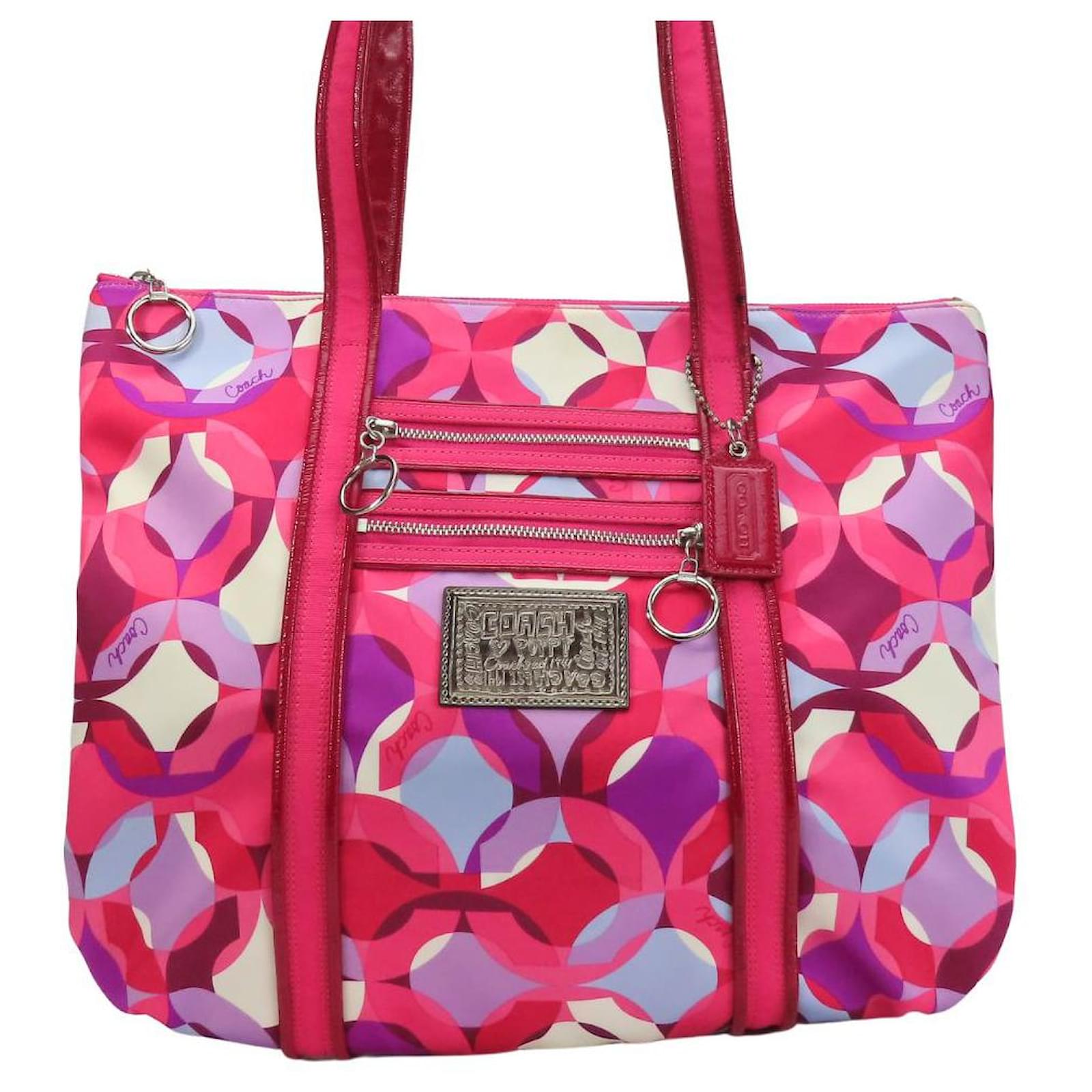 バッグ Coach Poppy Patent Leather Tote Bag Pink Coach Poppy Daisy Liquid Gloss Patent Leather Shoulder Tote