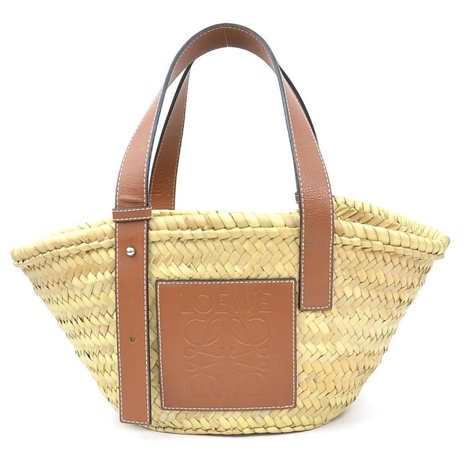 Kleine Strohtasche Loewe Braun Beige Gelb Leder Joli