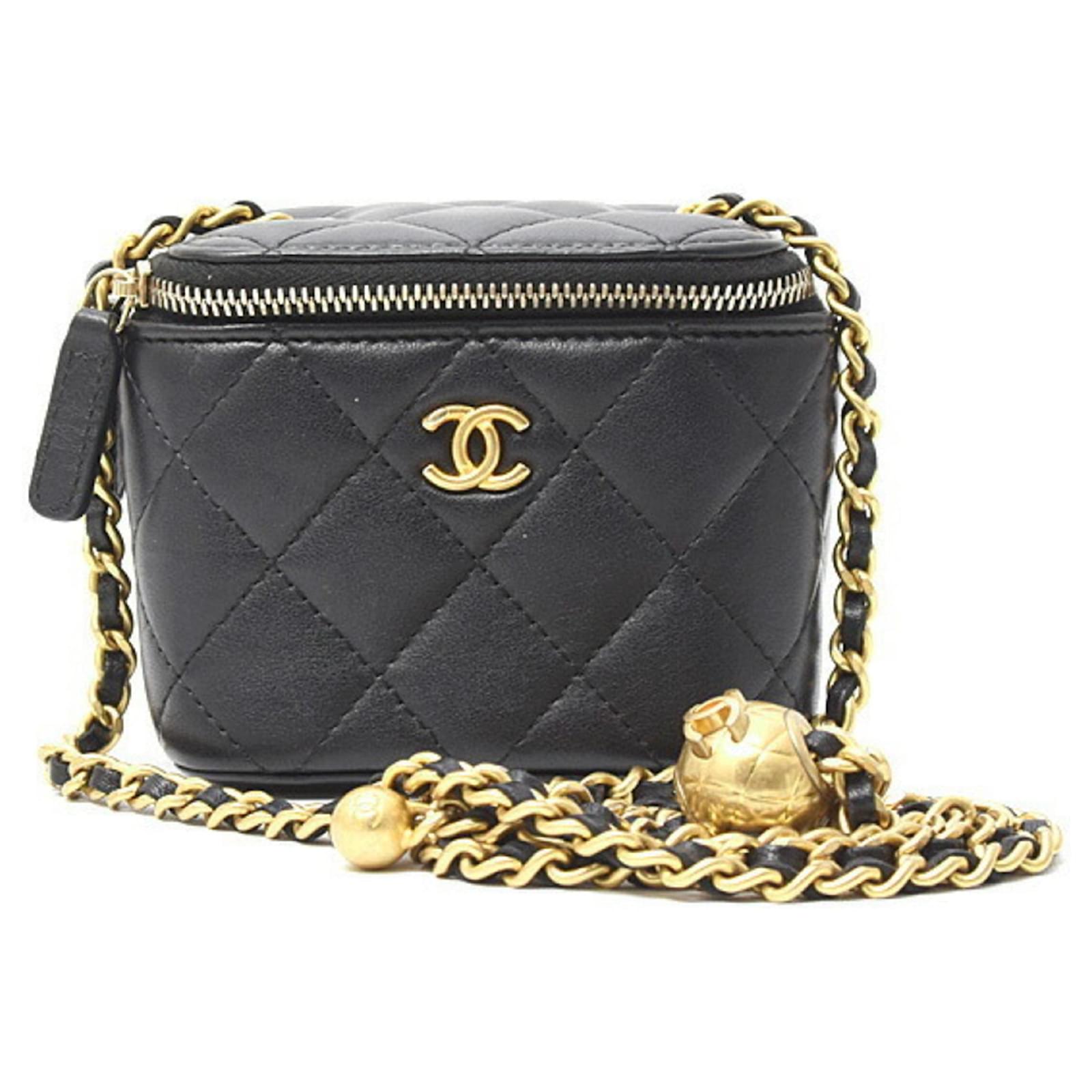 Chanel Matelasse Mini Chain Shoulder Bag Black Leather ref
