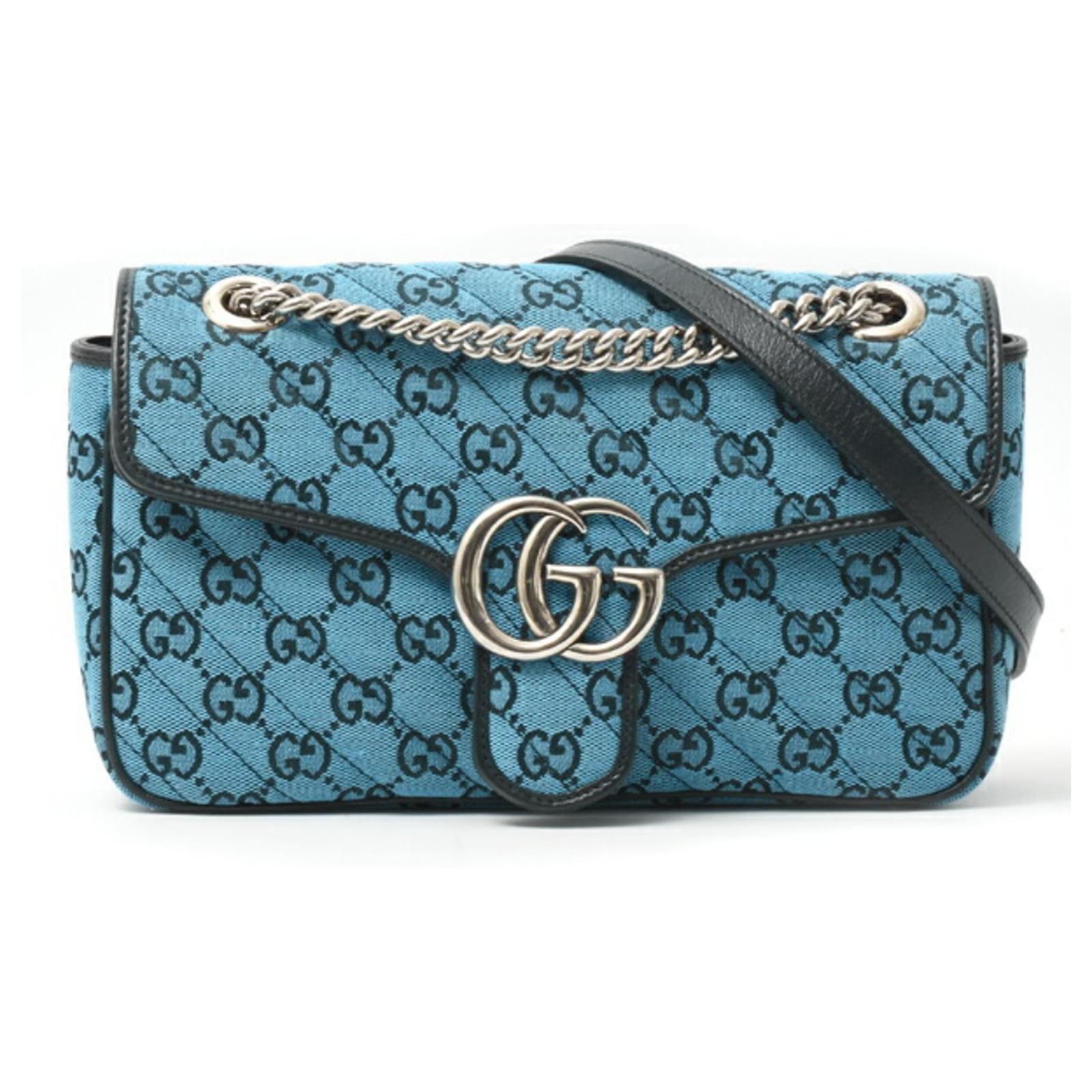 Bolso de cadena GG Marmont para mujer de Gucci Azul Lienzo ref