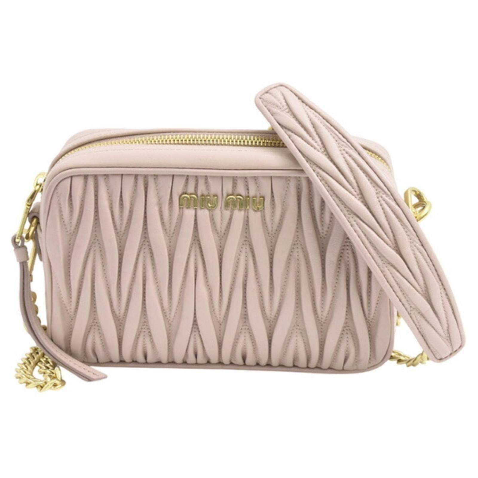 Miu Miu Women's Matelasse Chain Shoulder Bag Pink Leather