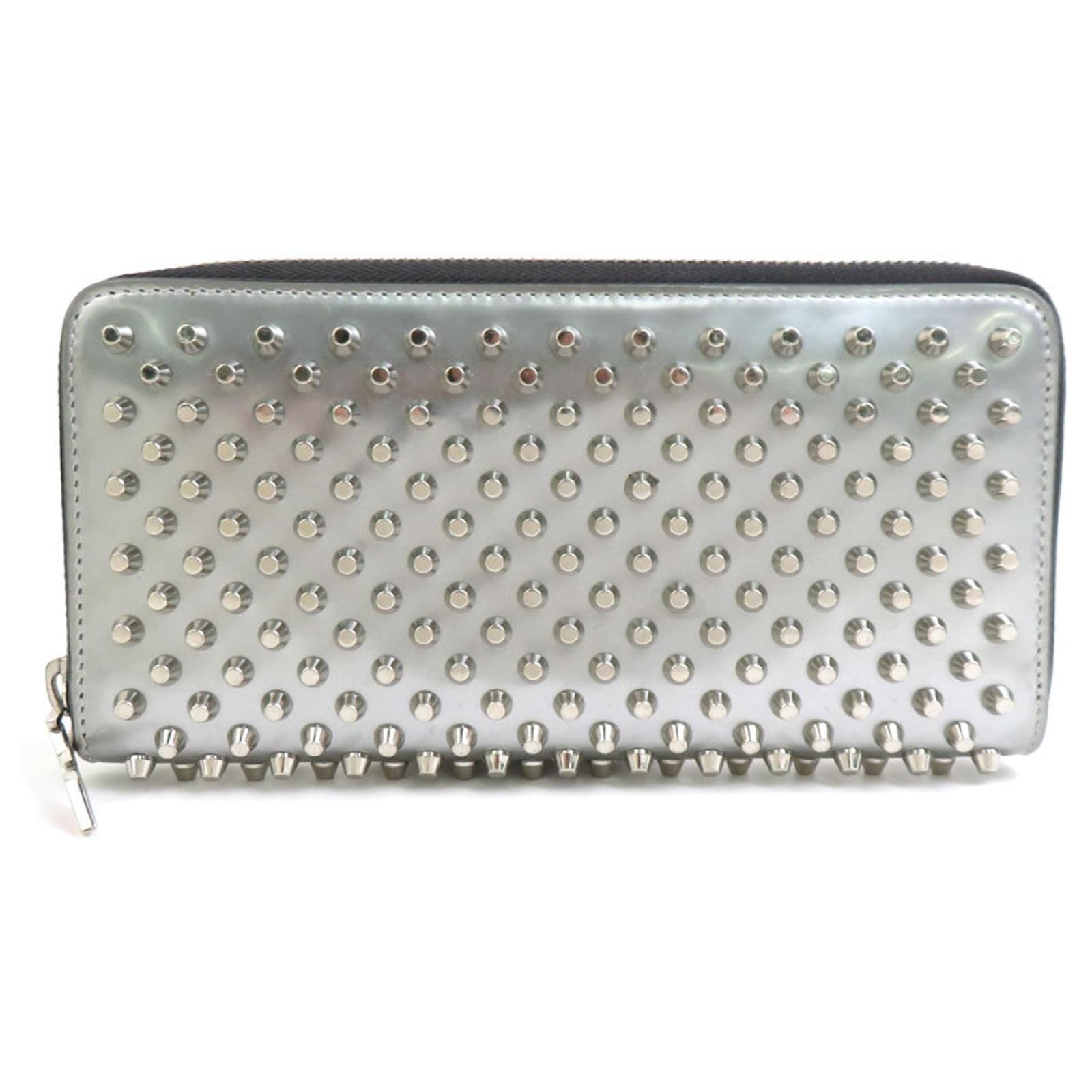 Portefeuille long en cuir verni argent de Christian Louboutin Cuir