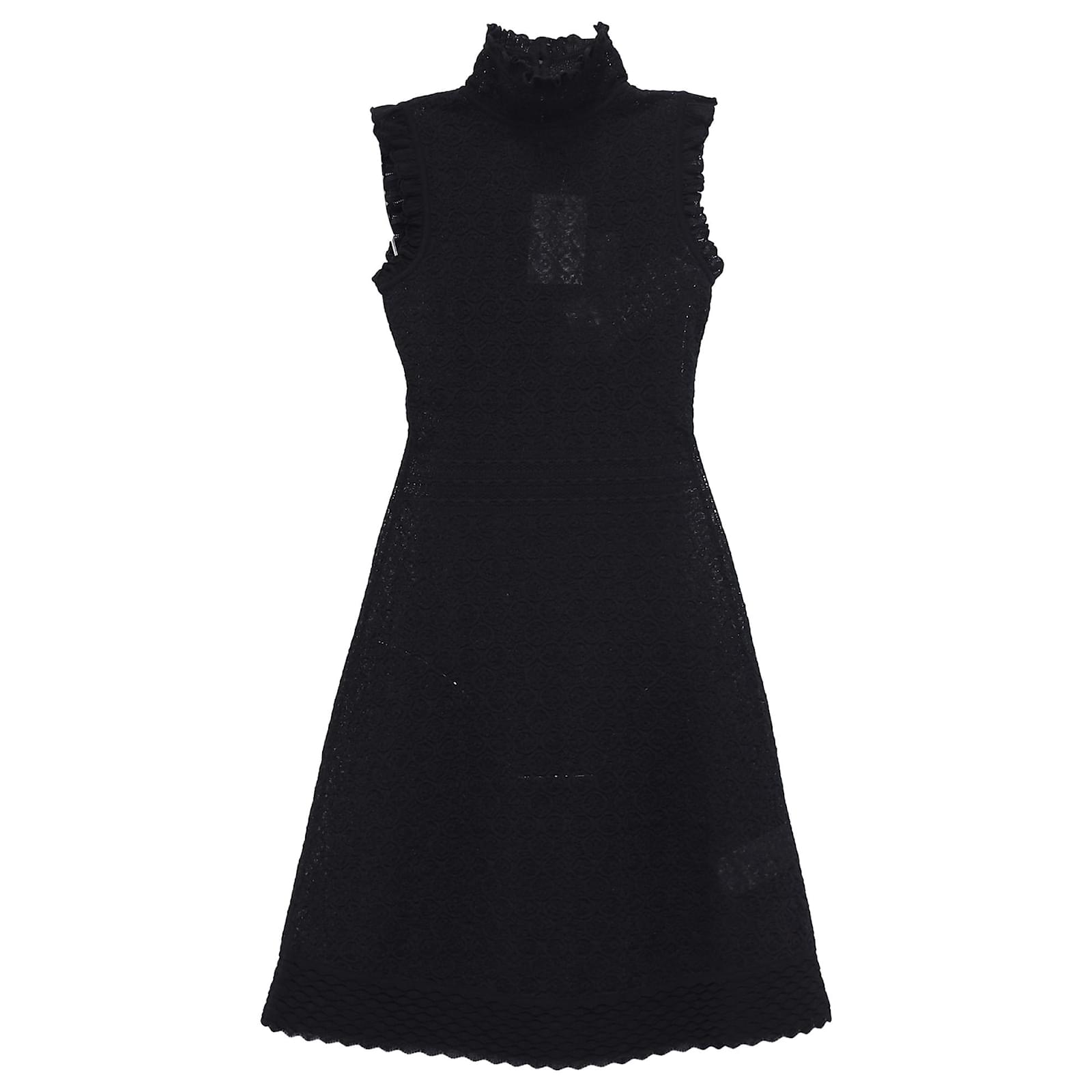 Alexander Mcqueen Lace High-Neck Midi Dress in Black Cotton ref.2488001 -  Joli Closet