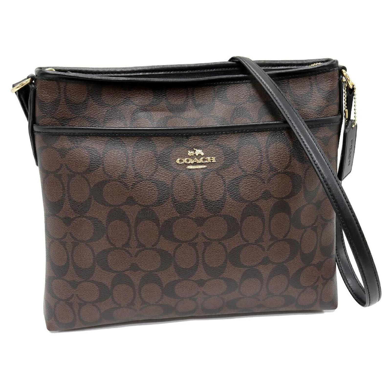 Coach Signature Crossbody Bag Dark Brown Cloth ref.2490351 - Joli