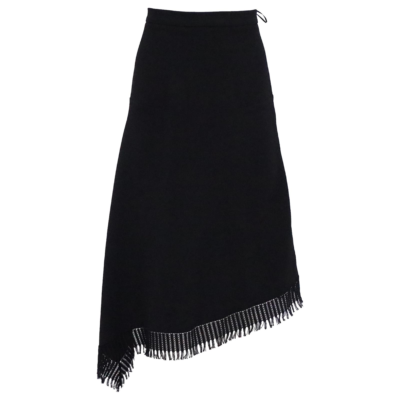 Jupe Femme Nouvelle Edition - Noire - Laine, Angora, Nylon - Taille Unique - À Franges