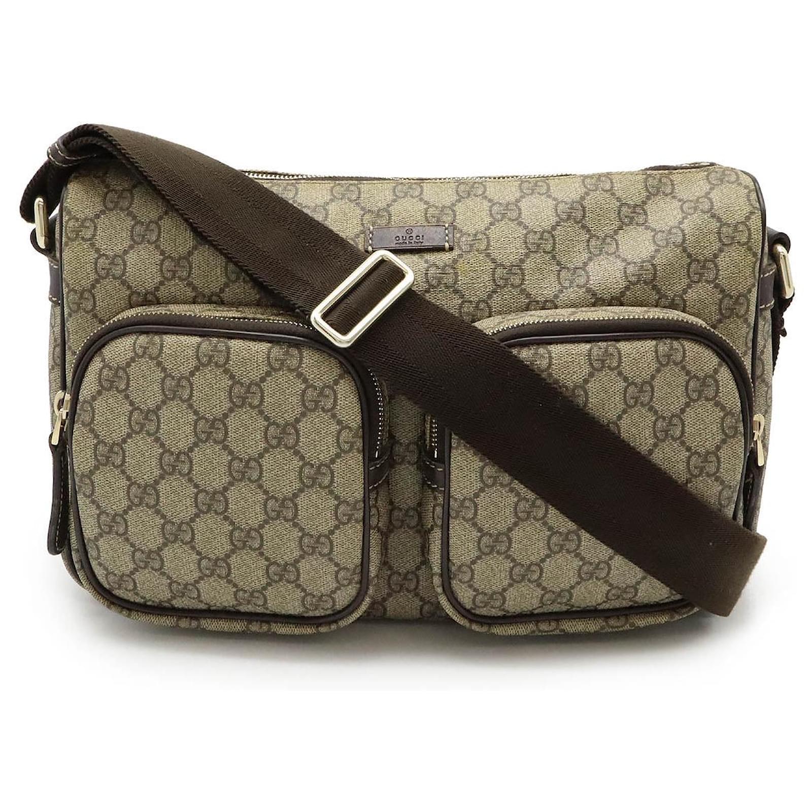 Gucci GG Supreme GG Plus Shoulder Bag PVC Leather Khaki Beige