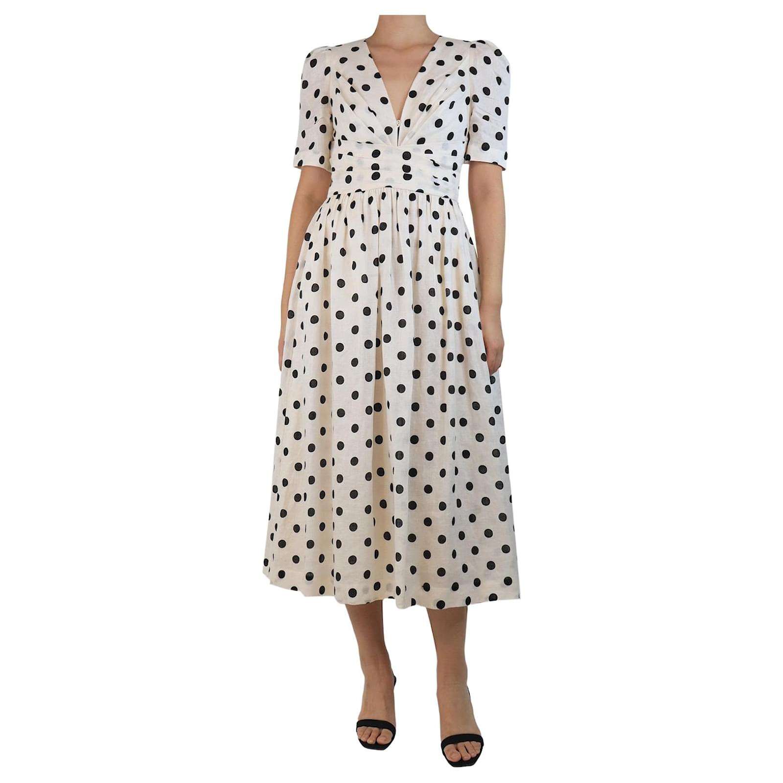 Zimmermann Cream and black polka dot midi dress - size UK 10 Linen ref.JC2493932 (Sold) - Joli Closet Zimmermann Cream and black polka dot midi dress - size UK 10 Linen ref.JC2493932 (Sold) - Joli Closet