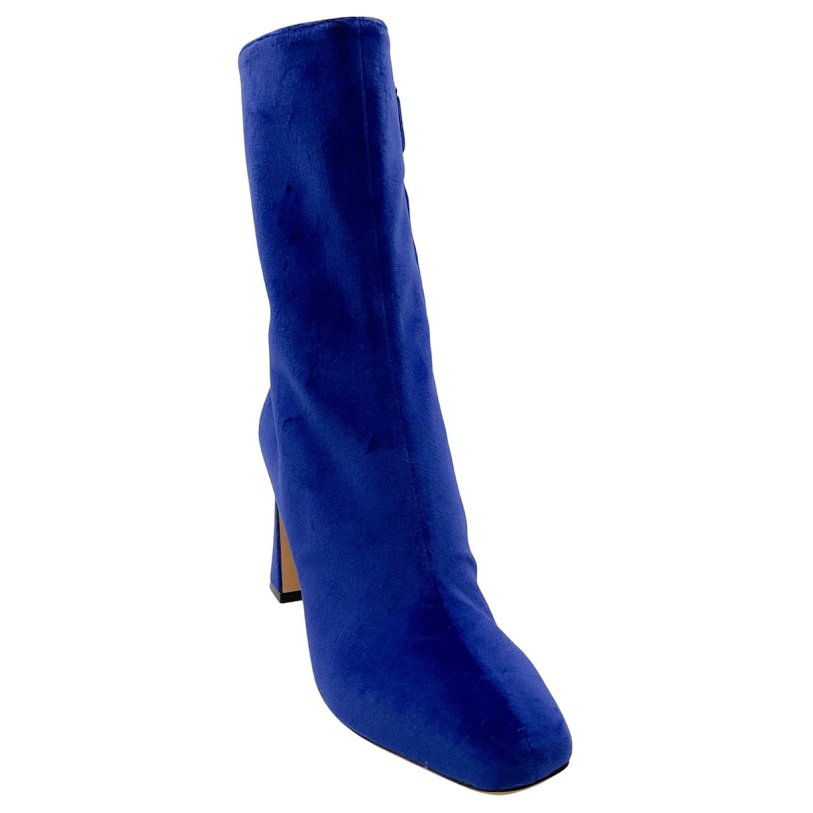 Botines de terciopelo azul cobalto Alberta Ferretti