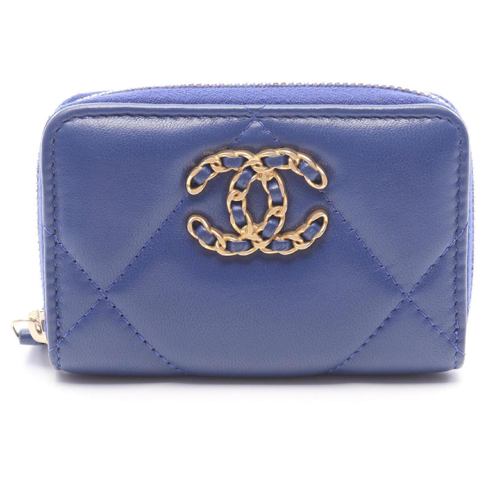 Chanel 19 Zip Coin Purse Blue Leather ref.JC2496156 (Sold) - Joli