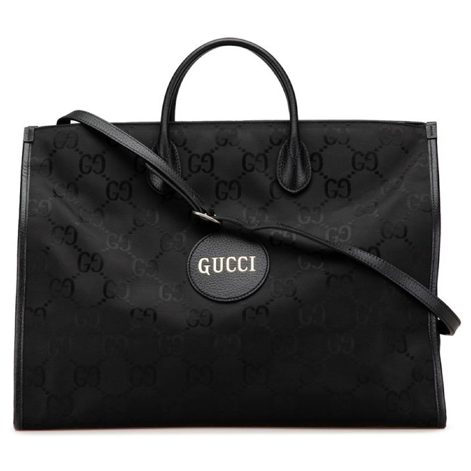 Gucci GG Nylon Off the Grid Tote Bag/Shoulder Bag Black Leather