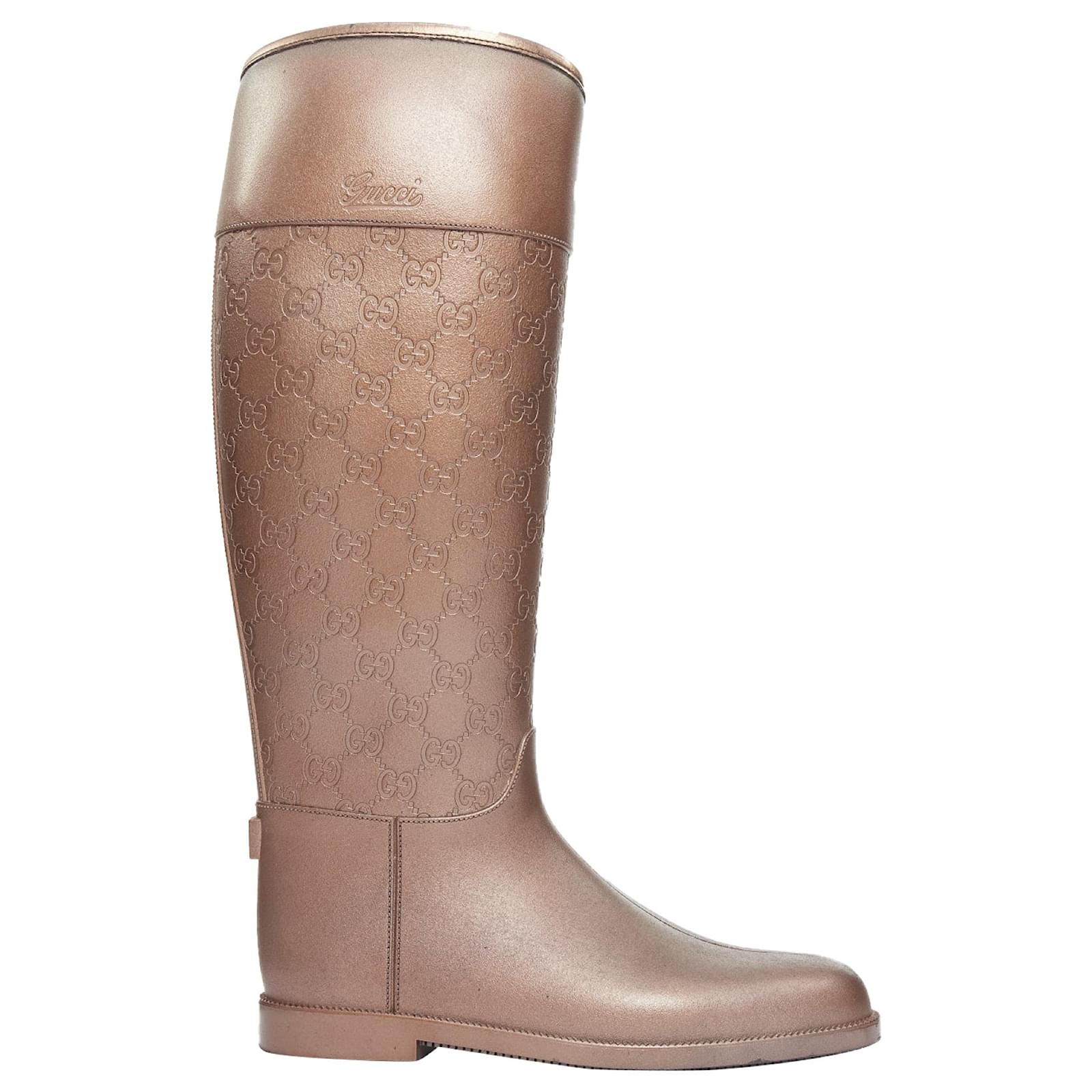 Bottes de pluie en caoutchouc bronze Gucci Métallisé