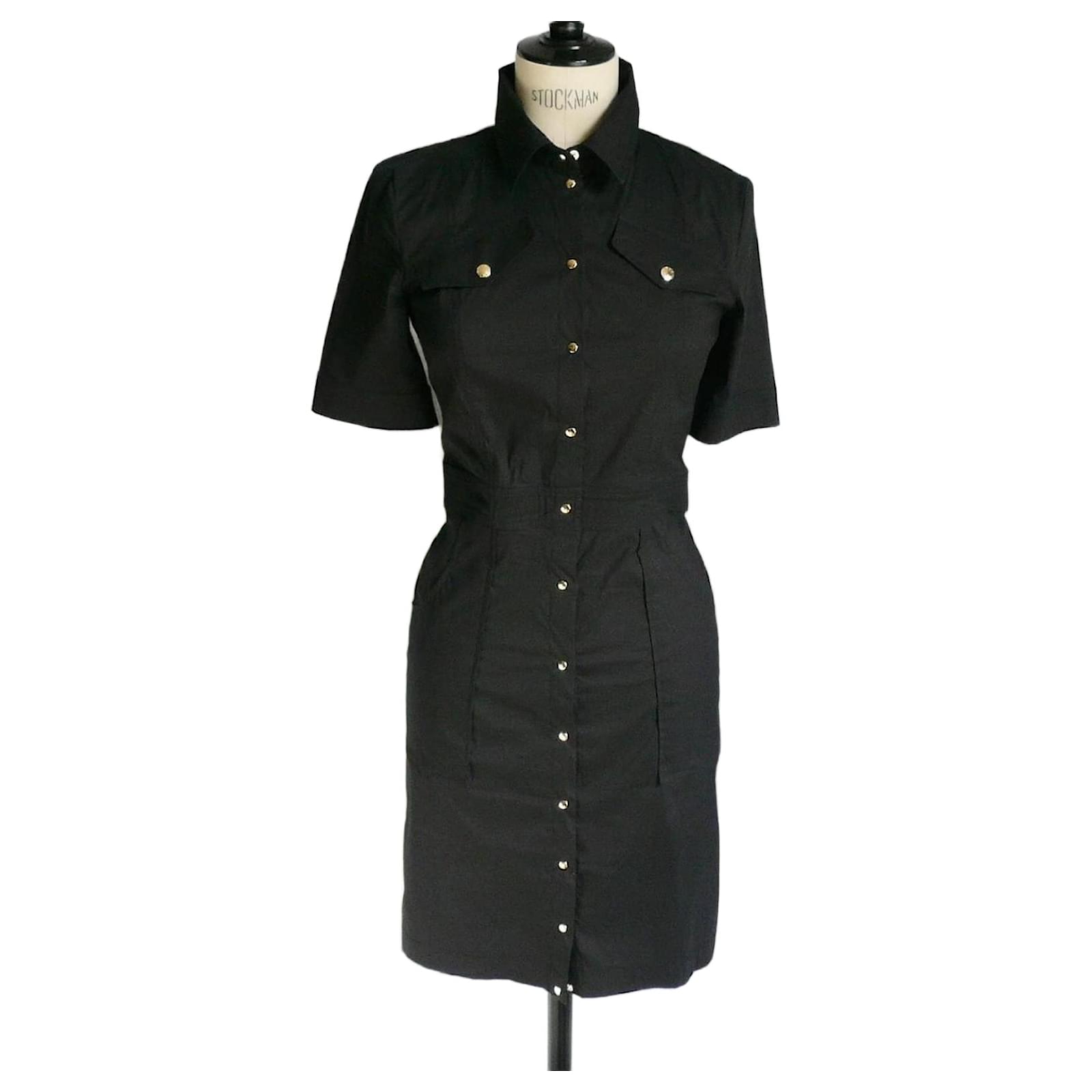 PATRIZIA PEPE Black Fitted Cotton Dress with Snap Buttons Size 40 IT  ref.2499331 - Joli Closet