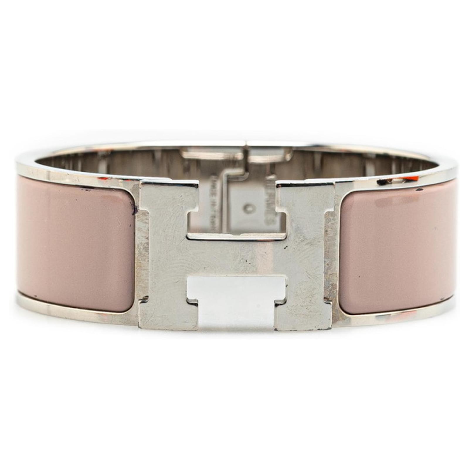 Hermès Hermes Click-Clack H PM Bracelet Silvery Beige Metal ref