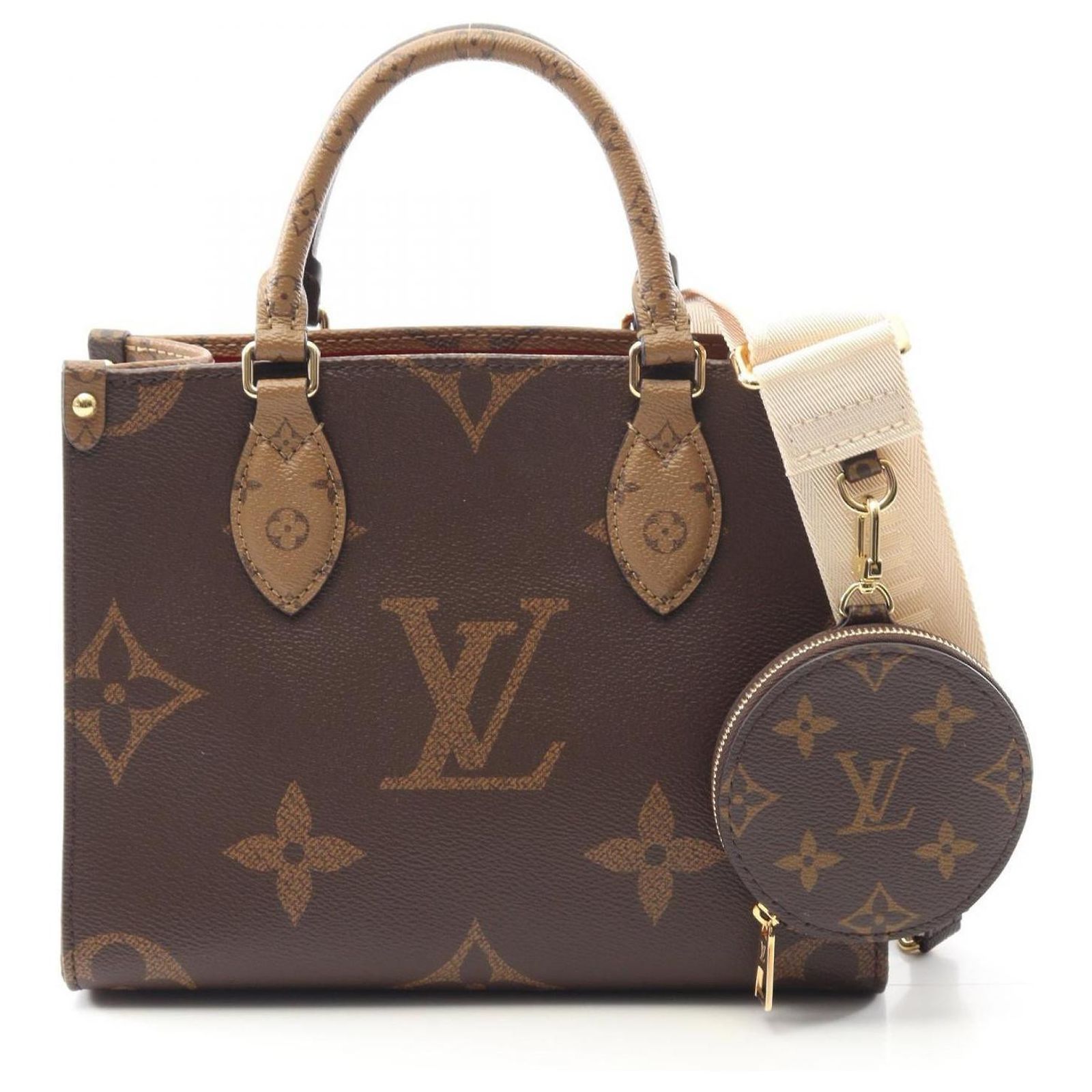 Louis Vuitton Onthego PM Monogram 2way bag Brown Beige Cloth ref 