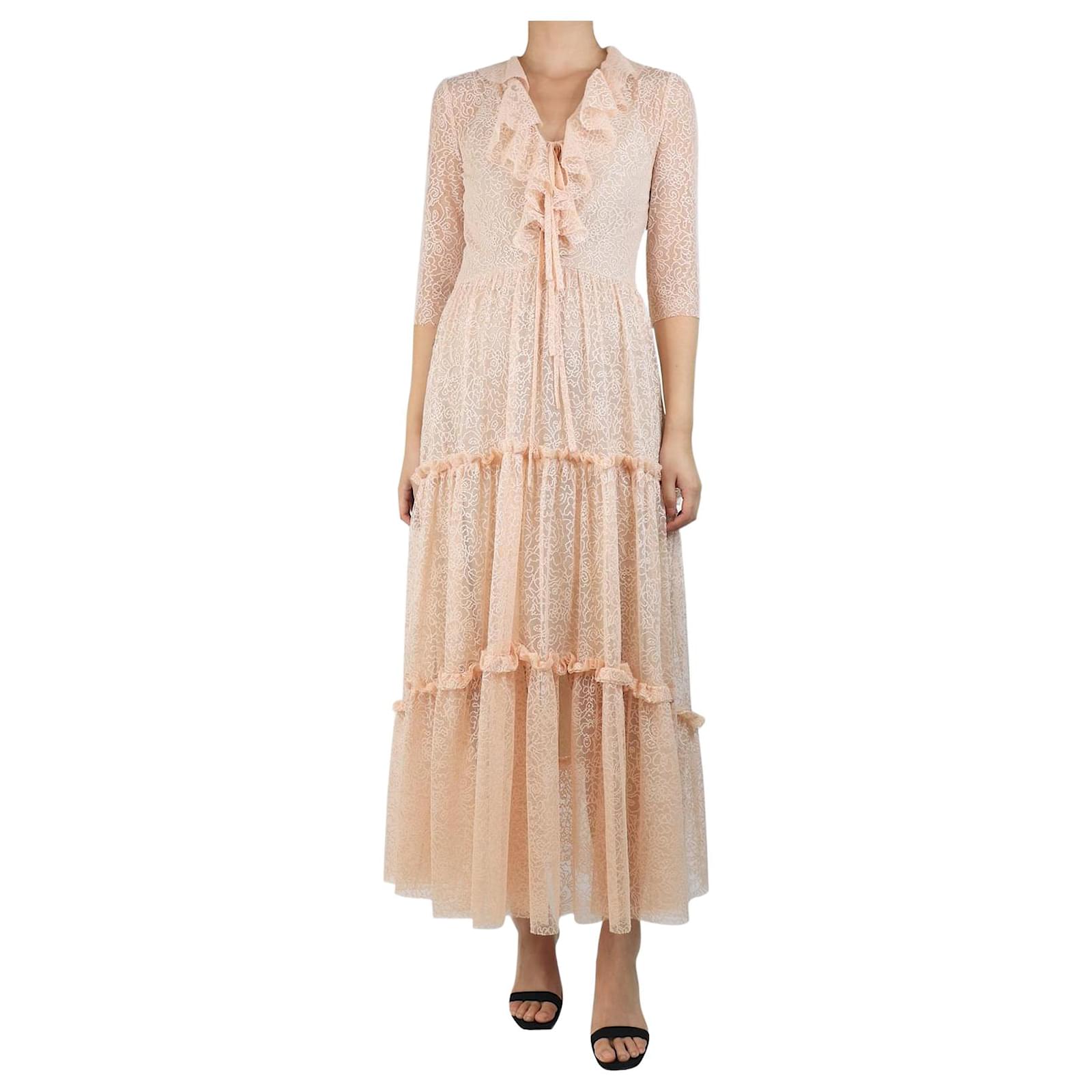 Philosophy Di Alberta Ferretti Light pink tiered lace maxi dress - size UK  8 Polyester ref.2501593 - Joli Closet
