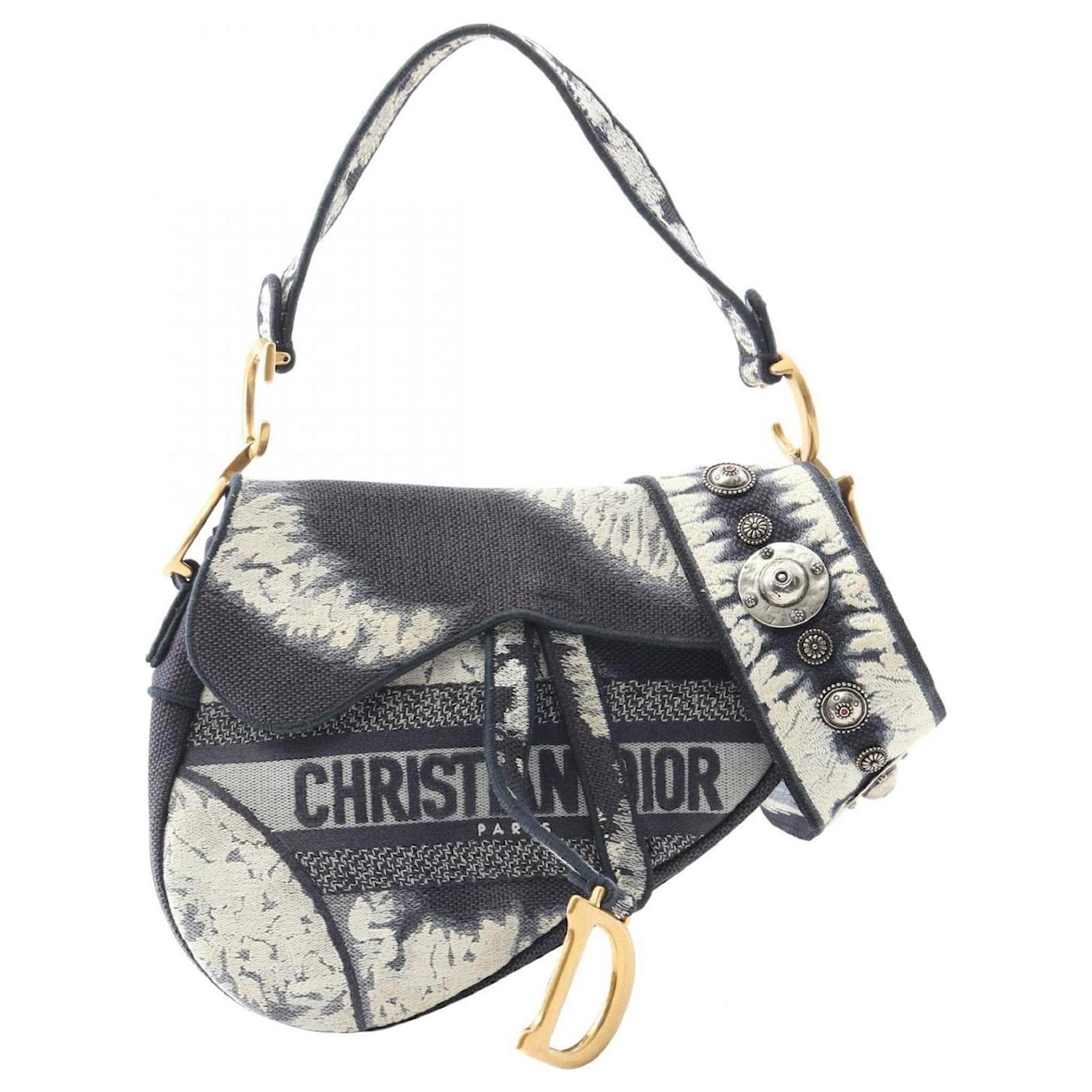 Sac Saddle Dior Christian Dior Toile Multicolore Bleu Marine ref