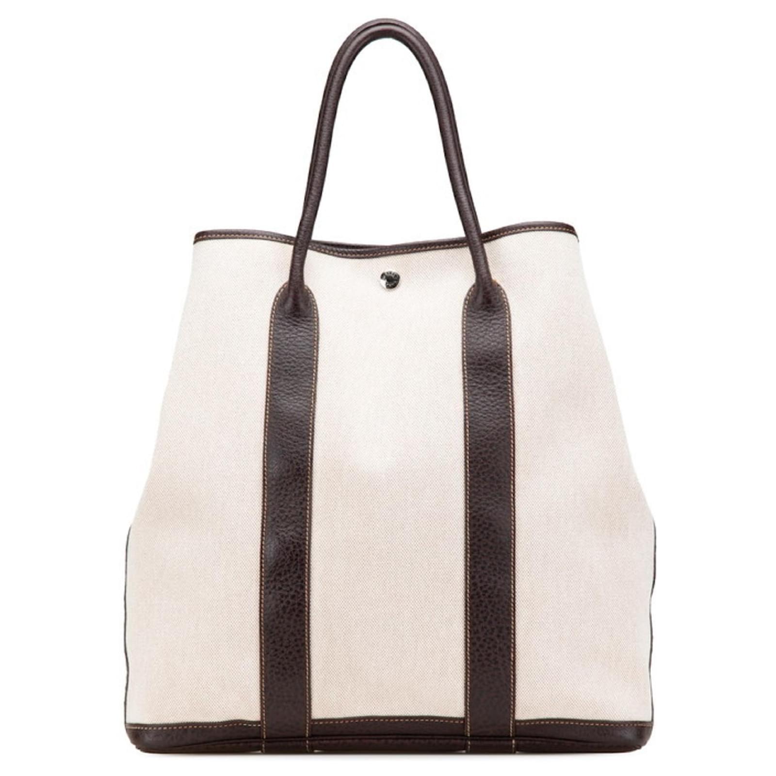 Hermès Garden File MM Tote Bag Brown Leather Cloth