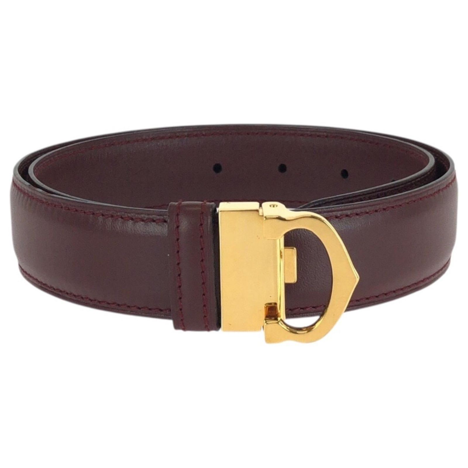 Cartier Must Line Bordeaux Gold Hardware Leather Belt Golden  display picture 1