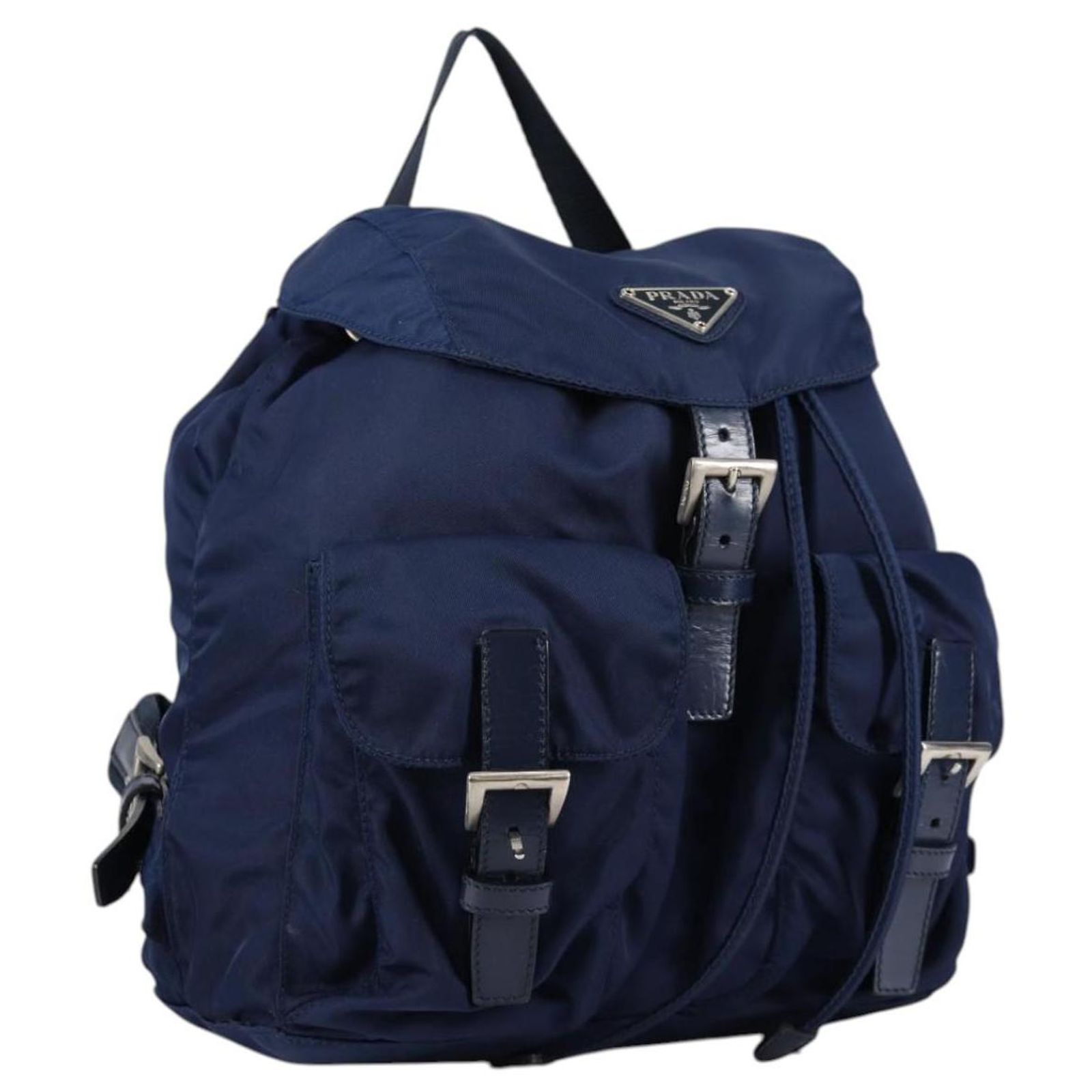 PRADA Backpack Nylon Blue Silver Auth BA5361V Silvery ref  display picture 3