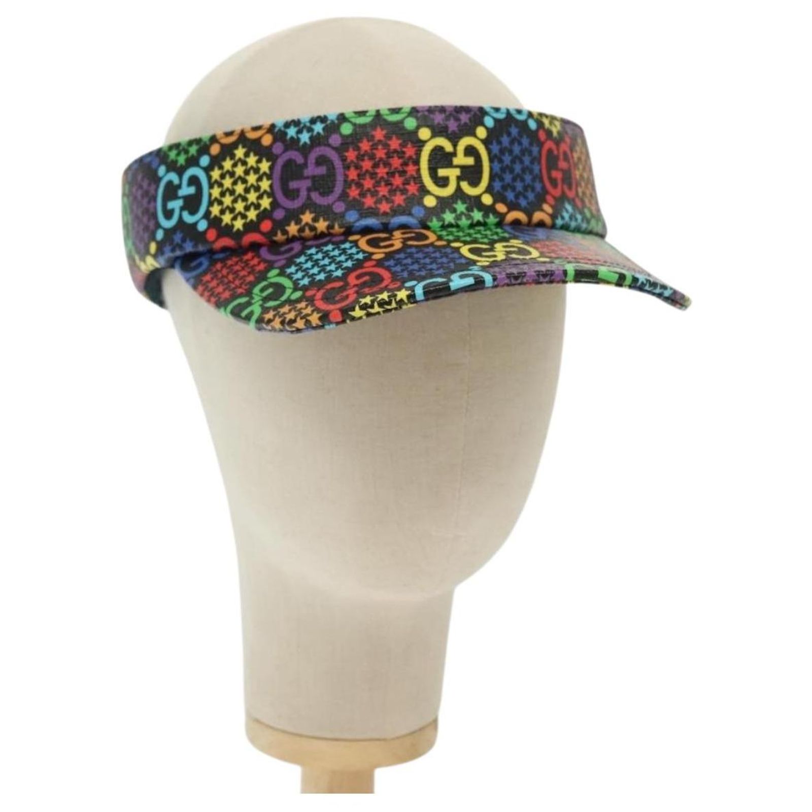 GUCCI GG Psychedelic Sun Visor Hat Multicolor Silver Auth  display picture 2
