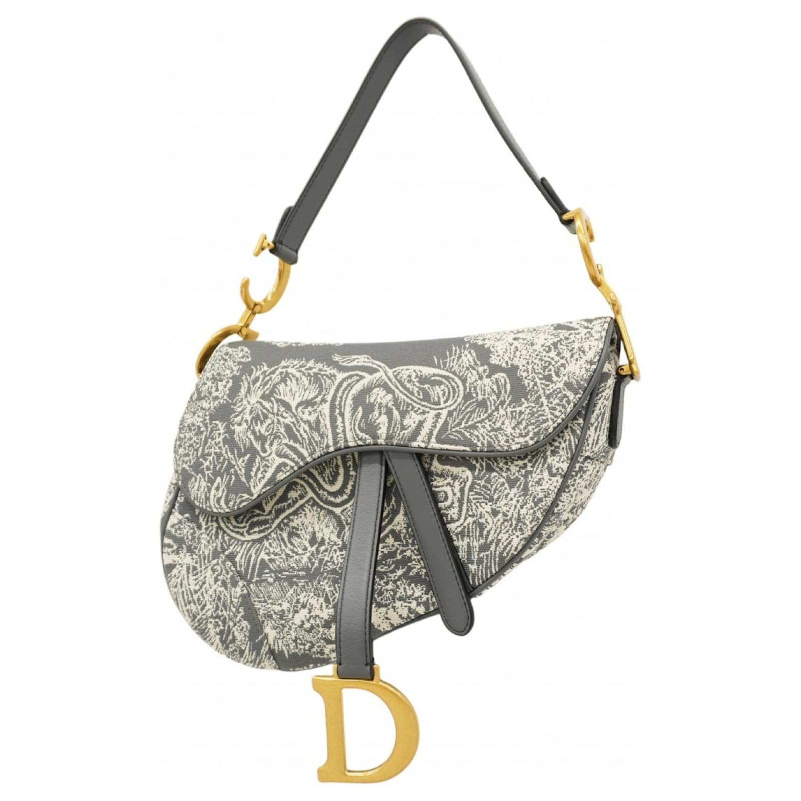 Christian Dior Gray Saddle Bag Brown Cloth ref.JC2507527 (Sold