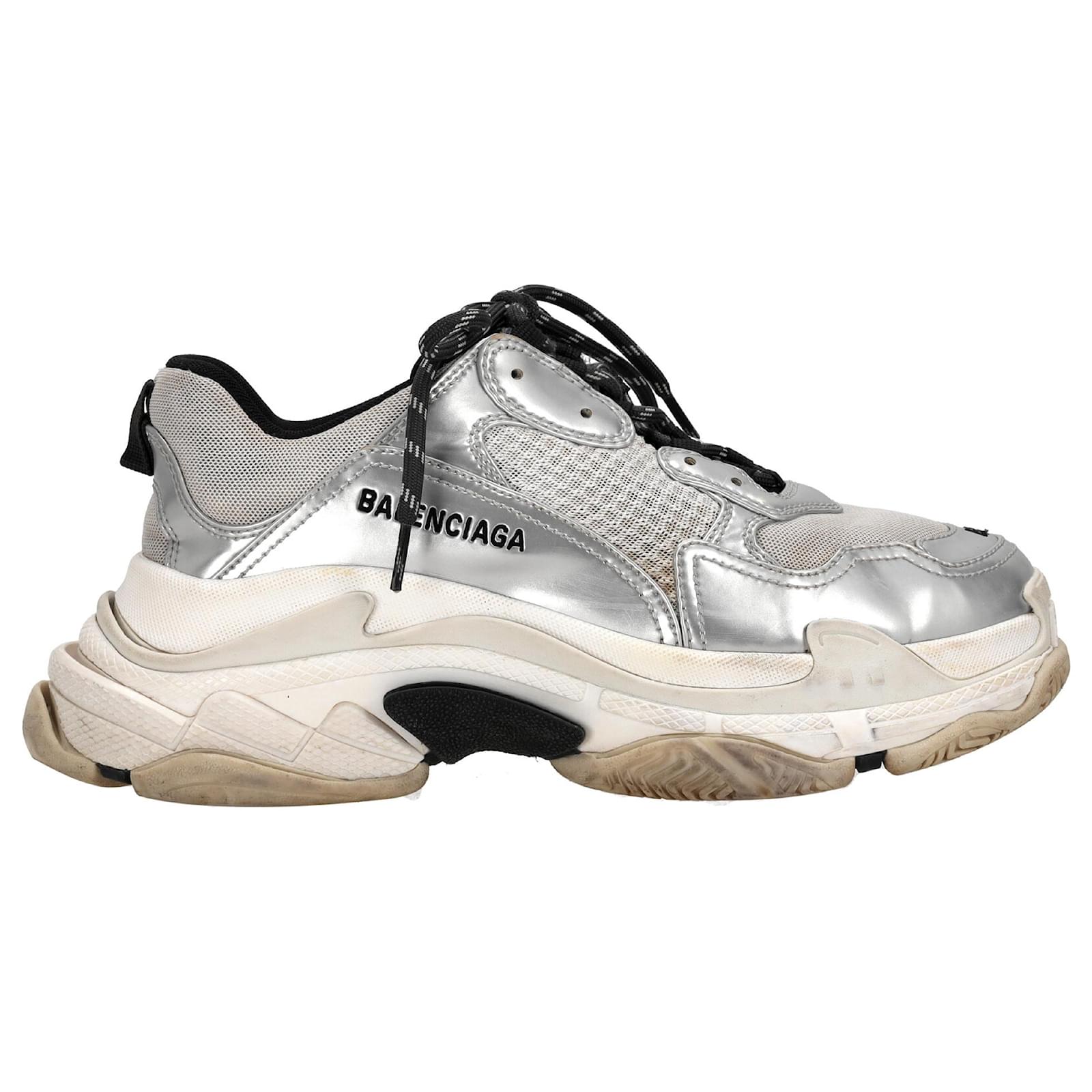 Everyday Baskets Triple S Balenciaga en polyester argenté Cuir