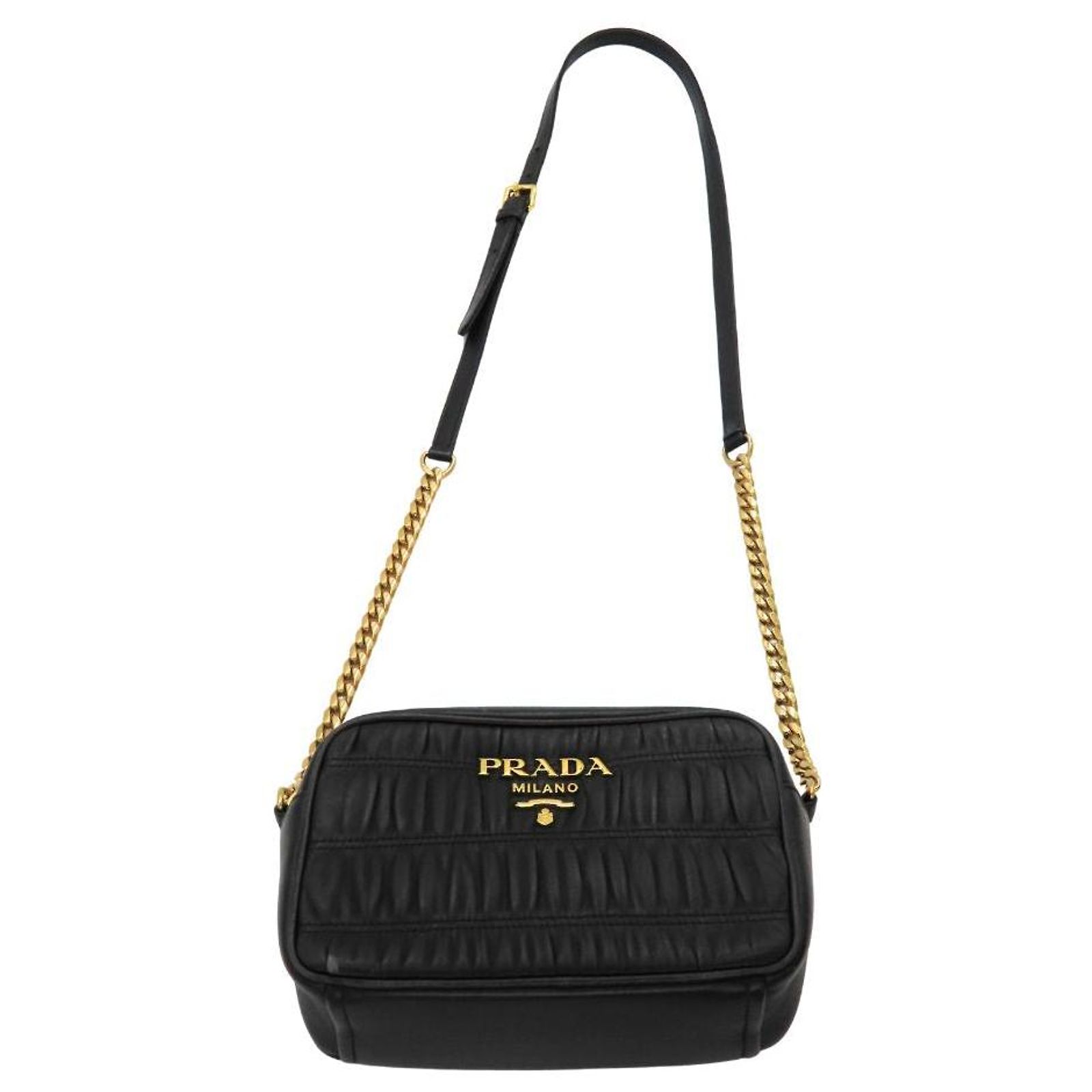 Gaufre Prada 1BH112 Nylon Leather Shoulder Bag Black ref.JC2508318 