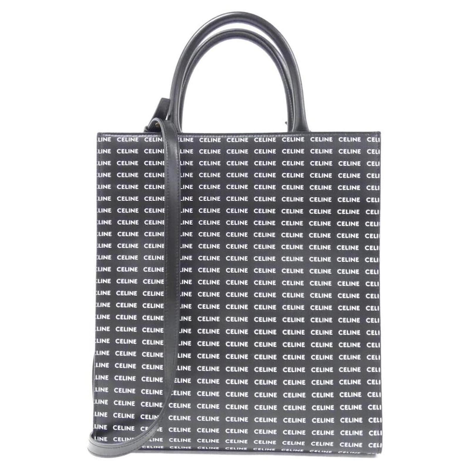 Céline Sac Cabas Vertical Petit Celine en Toile Enduite de Veau