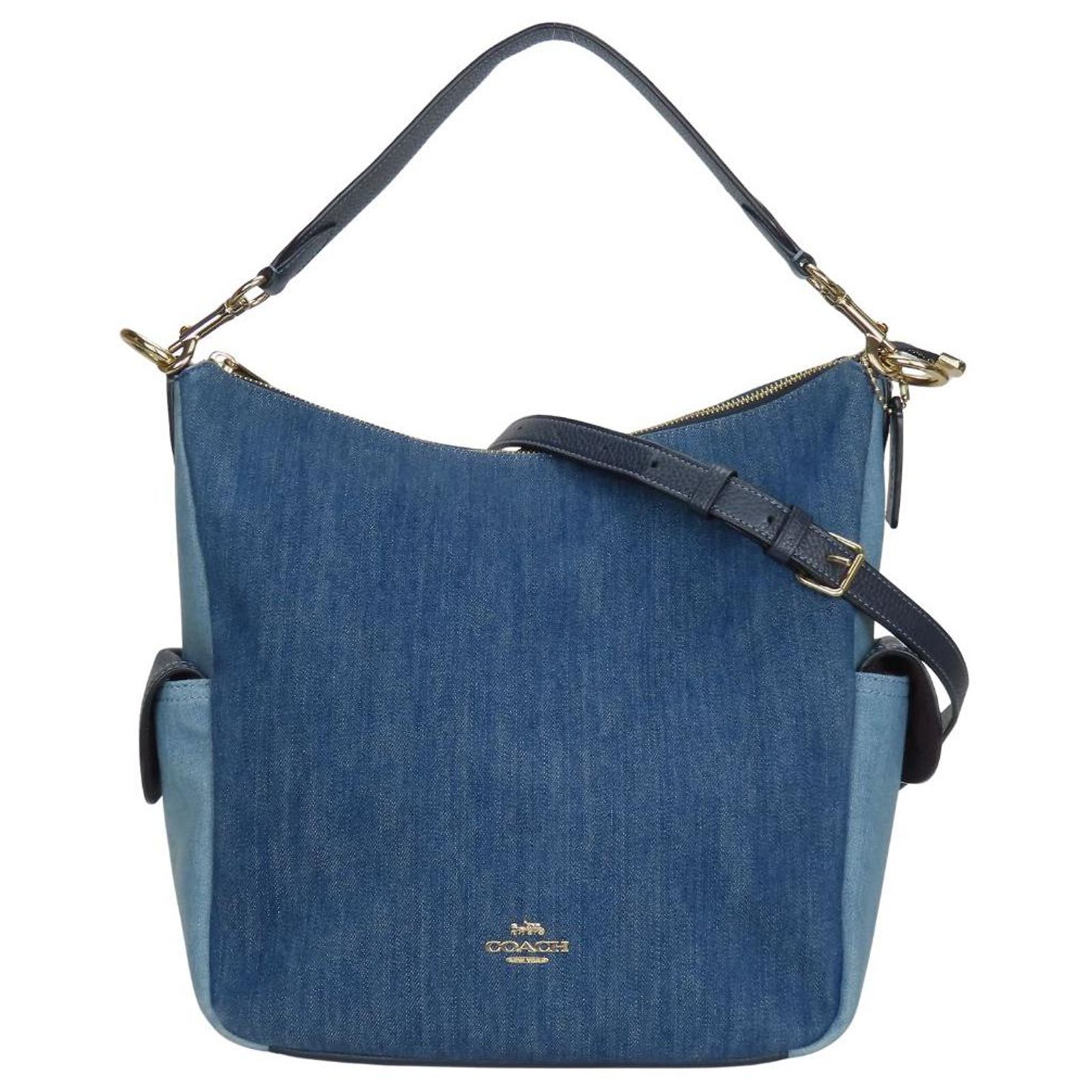 Coach C2830 Denim Leather 2way Shoulder Bag Blue ref.JC2510223 