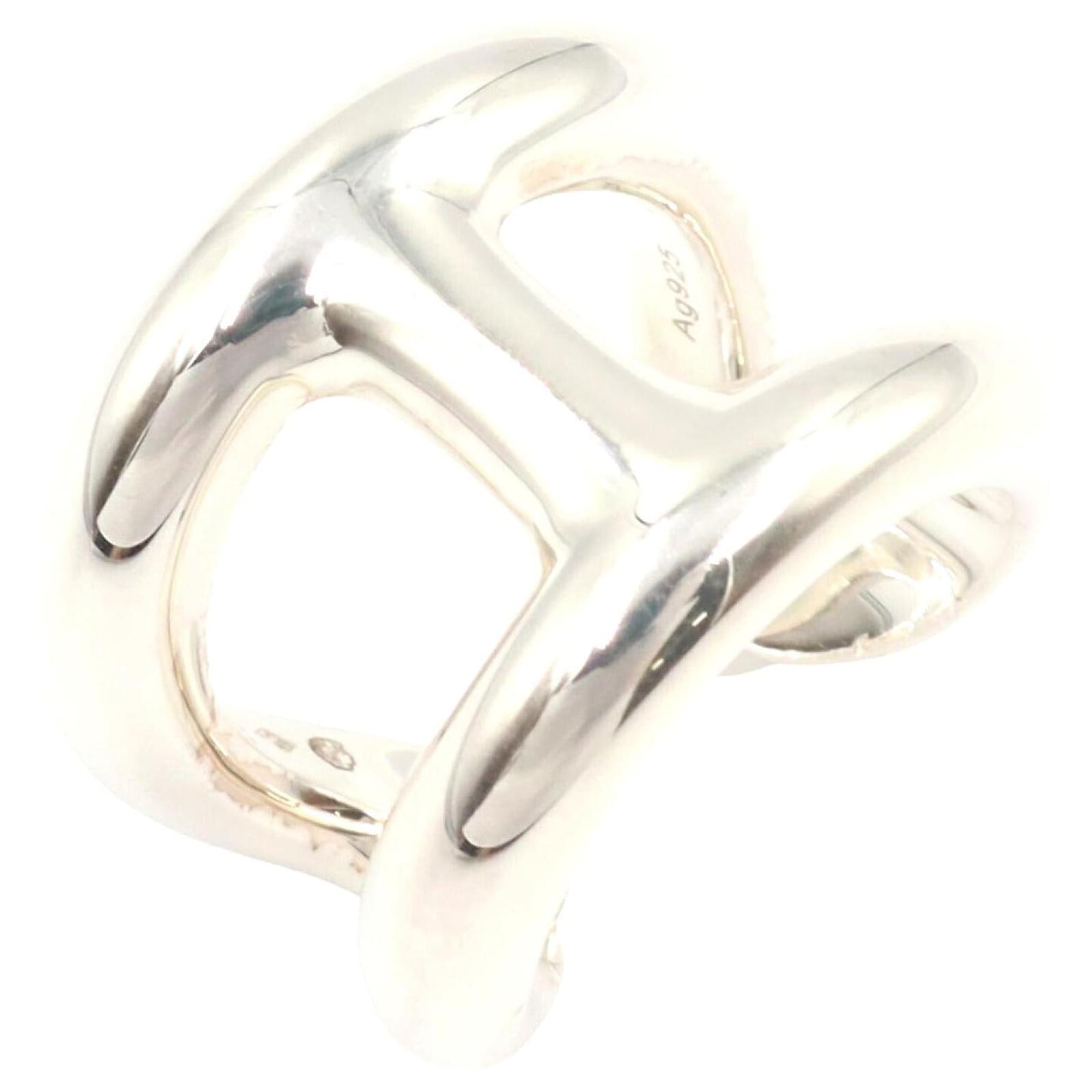 Ring Bague Hermès Osmose GM Argent 925 Métal Argenté Métallisé ref