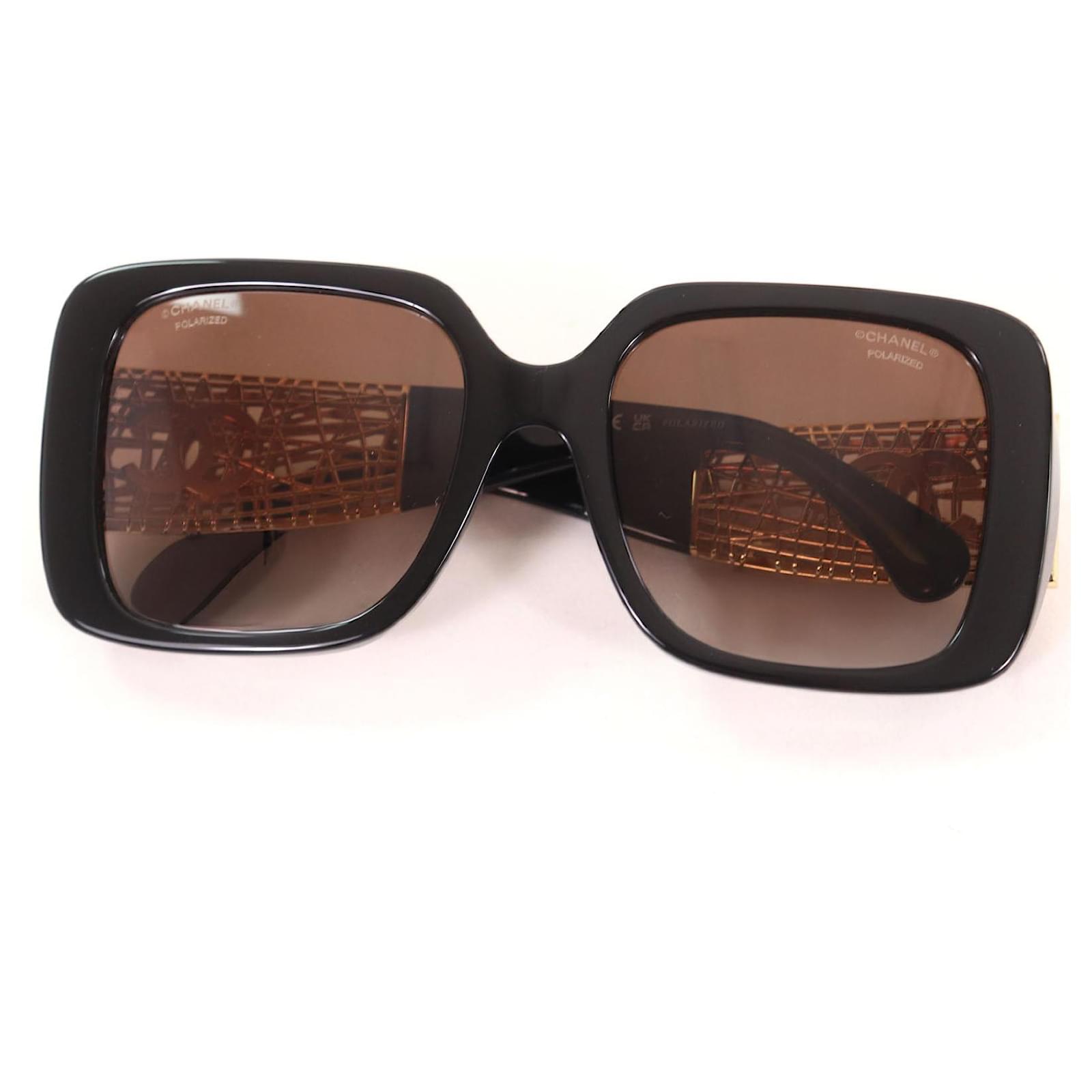 Timeless Chanel COCO Mark Square Sunglasses Eyewear Black Plastic