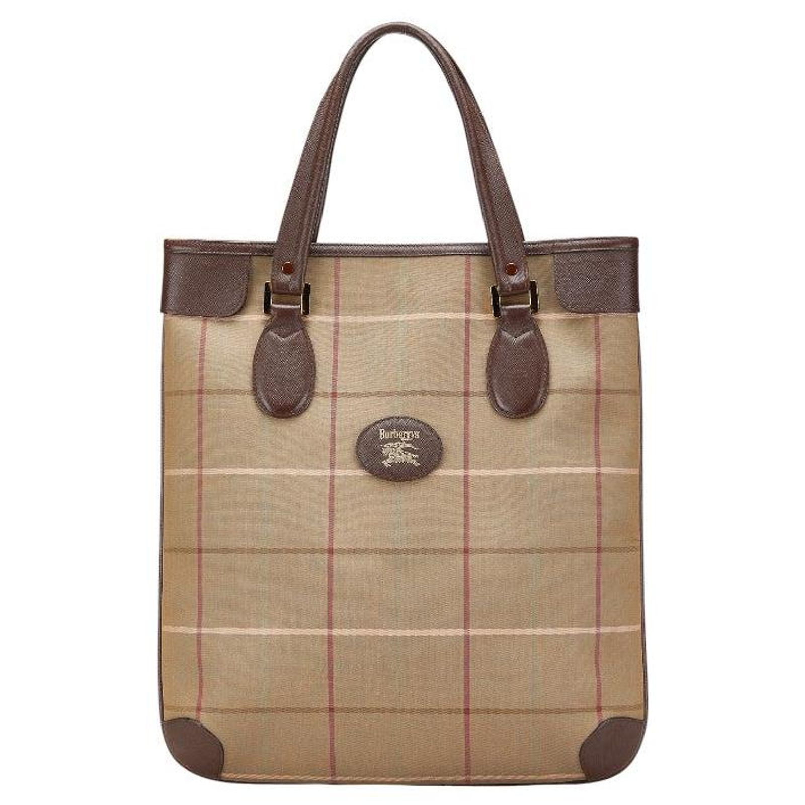 Burberry Check Canvas Leather Tote Bag Multiple colors Cloth ref ...